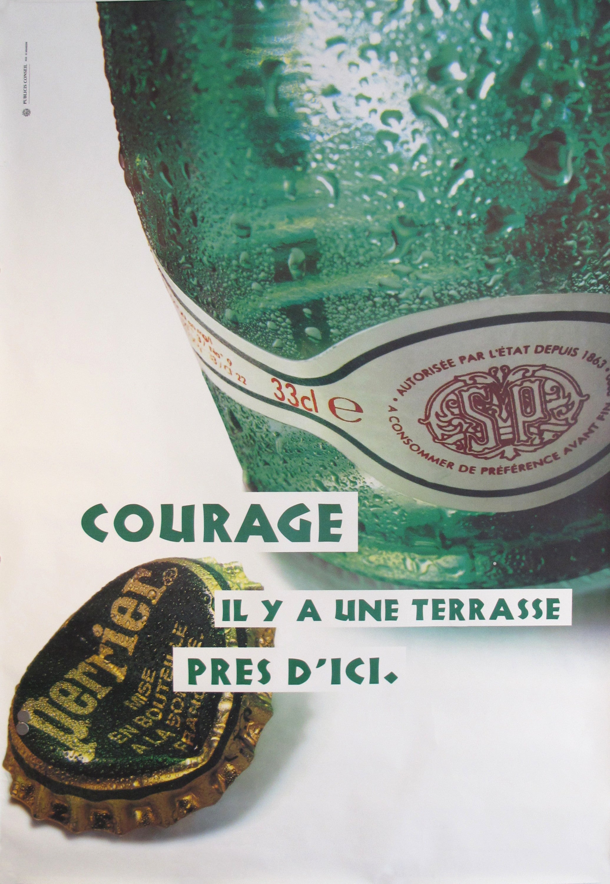 Vintage 1990s French Perrier Advertisement Poster - 