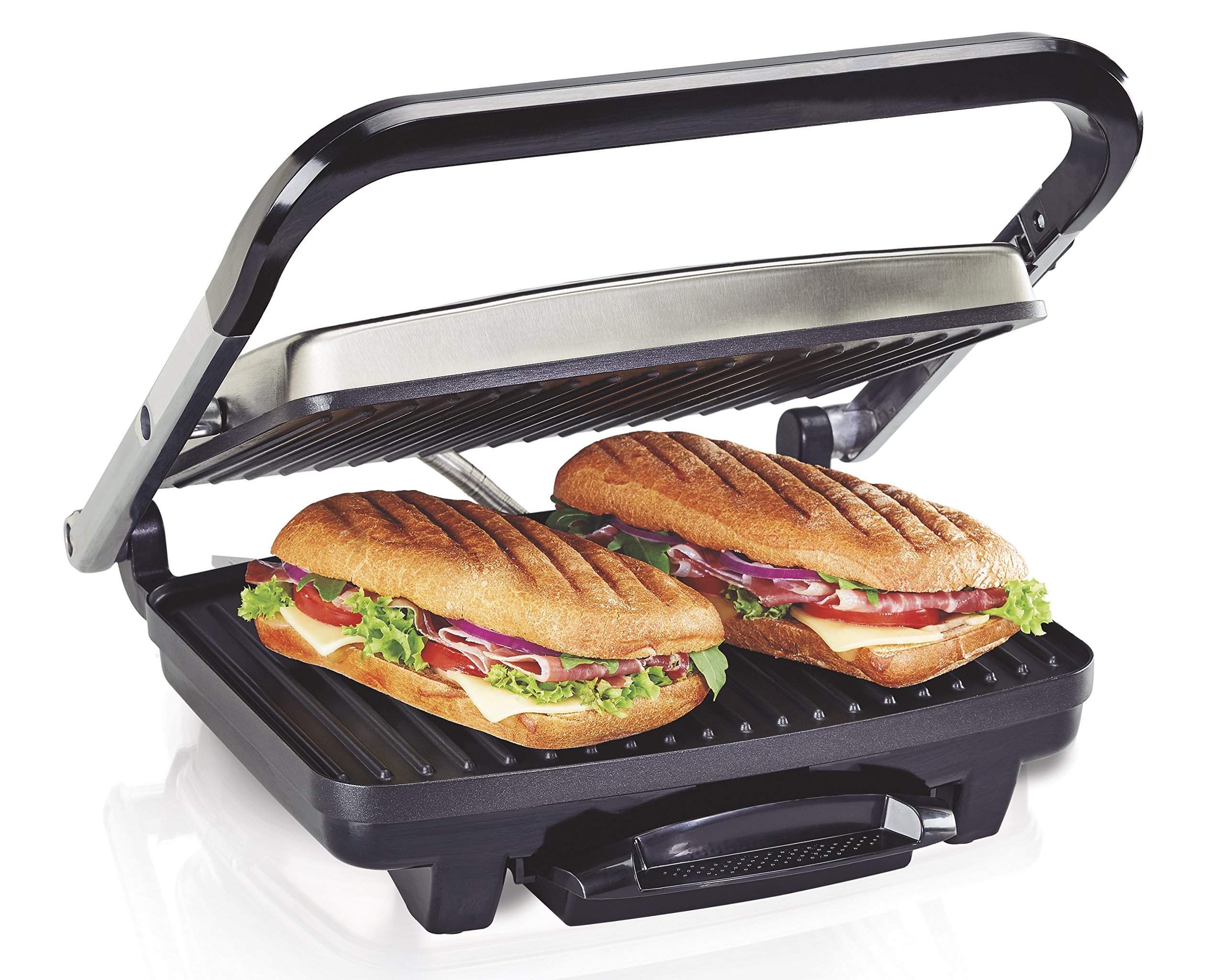 Hamilton Beach Panini Press & Sandwich Maker - Electric Indoor Grill (25410) & Dual Breakfast Sandwich Maker (25490A) - Perfect for Quick Meals, Paninis, Grilled Cheese, and Breakfast Sandwiches at Home or Office
