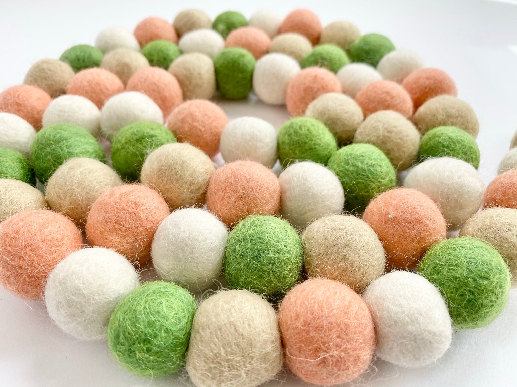 Georgia Peach Felt Ball Garland - Handmade Decorative String for Nursery, Wedding, Party & Home Decor | Boho Chic Wall Hanging for Baby Shower, Christmas Tree, and Seasonal Celebrations