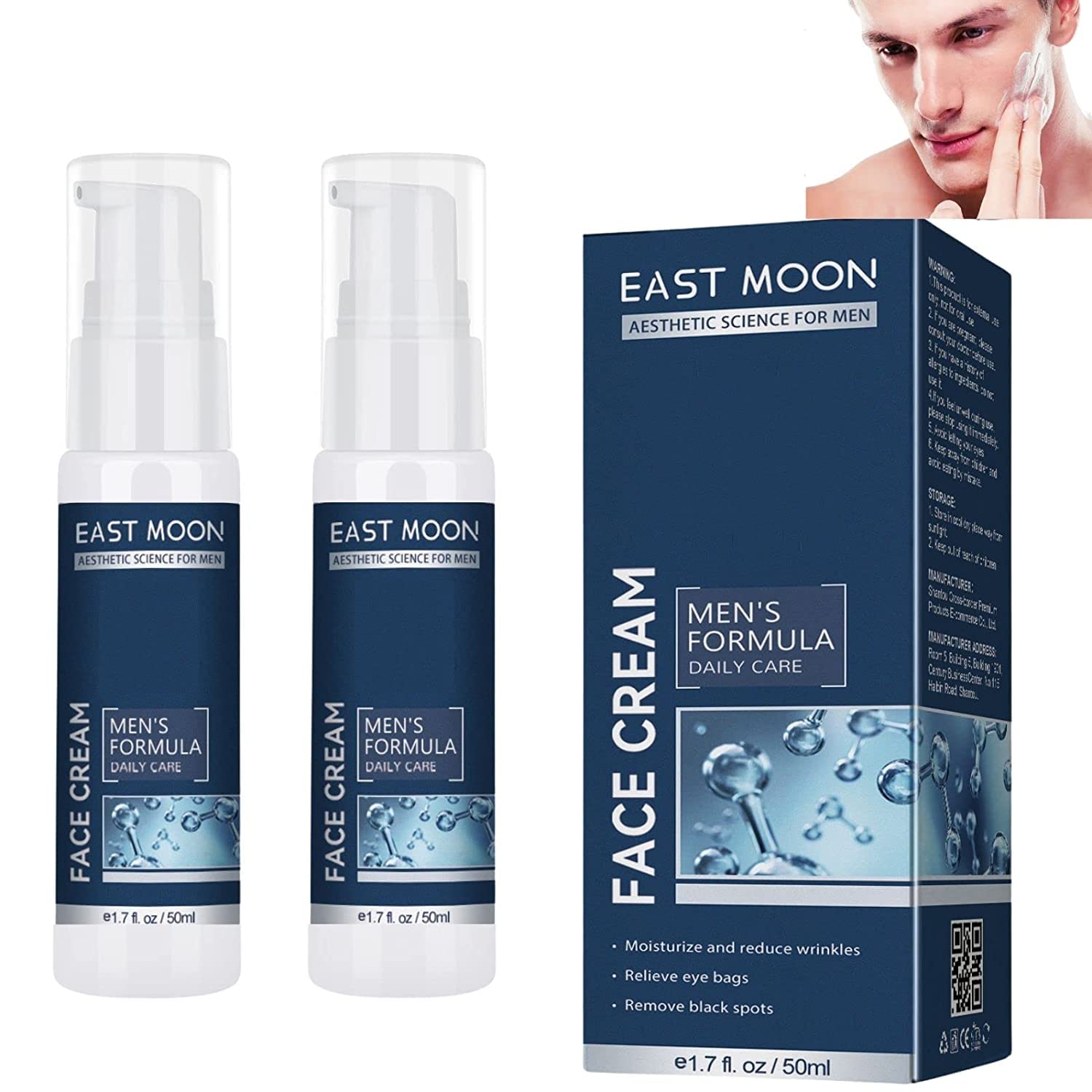 Particle 2-Pack 6-in-1 Men's Face Moisturizer Cream - Anti-Aging, Anti-Wrinkle & Firming Treatment for Dark Circles & Eye Bags - Hydrating Skincare for Daily Use & Night Routine