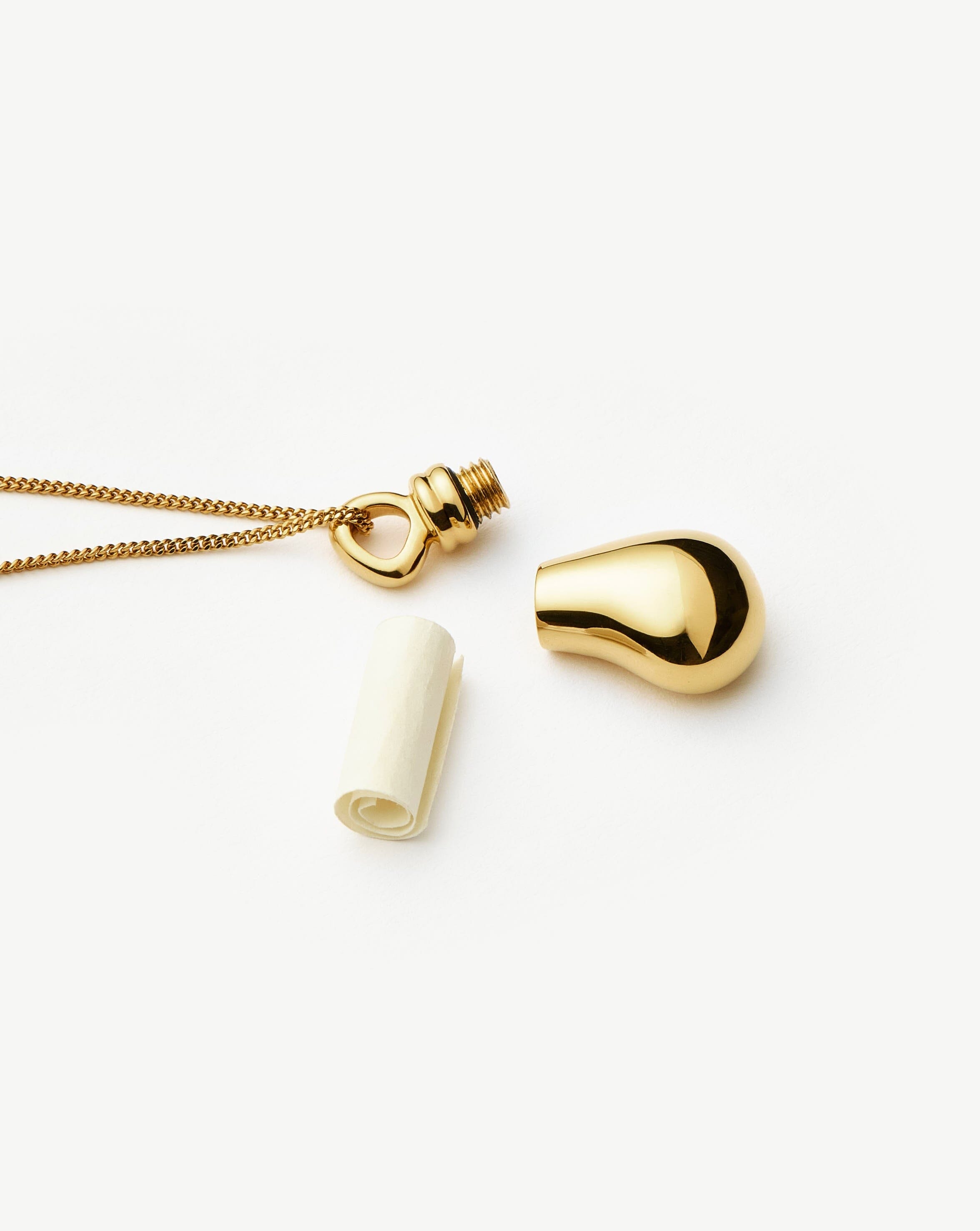 18k Gold Plated Message in a Bottle Droplet Pendant Necklace - Perfect Gift for Anniversary, Valentine's Day & Romantic Occasions