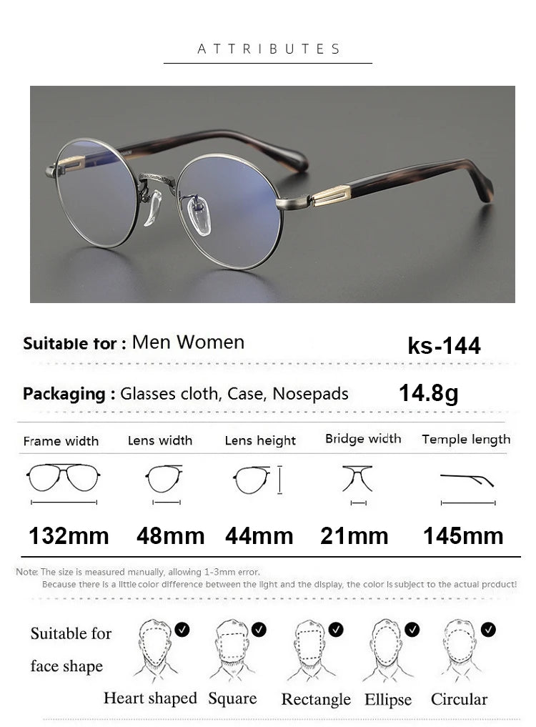 Stylish Aimee Unisex Full Rim Oval Round Titanium Acetate Eyeglasses Frame 11144 - Perfect for Reading, Work & Fashion Accessories