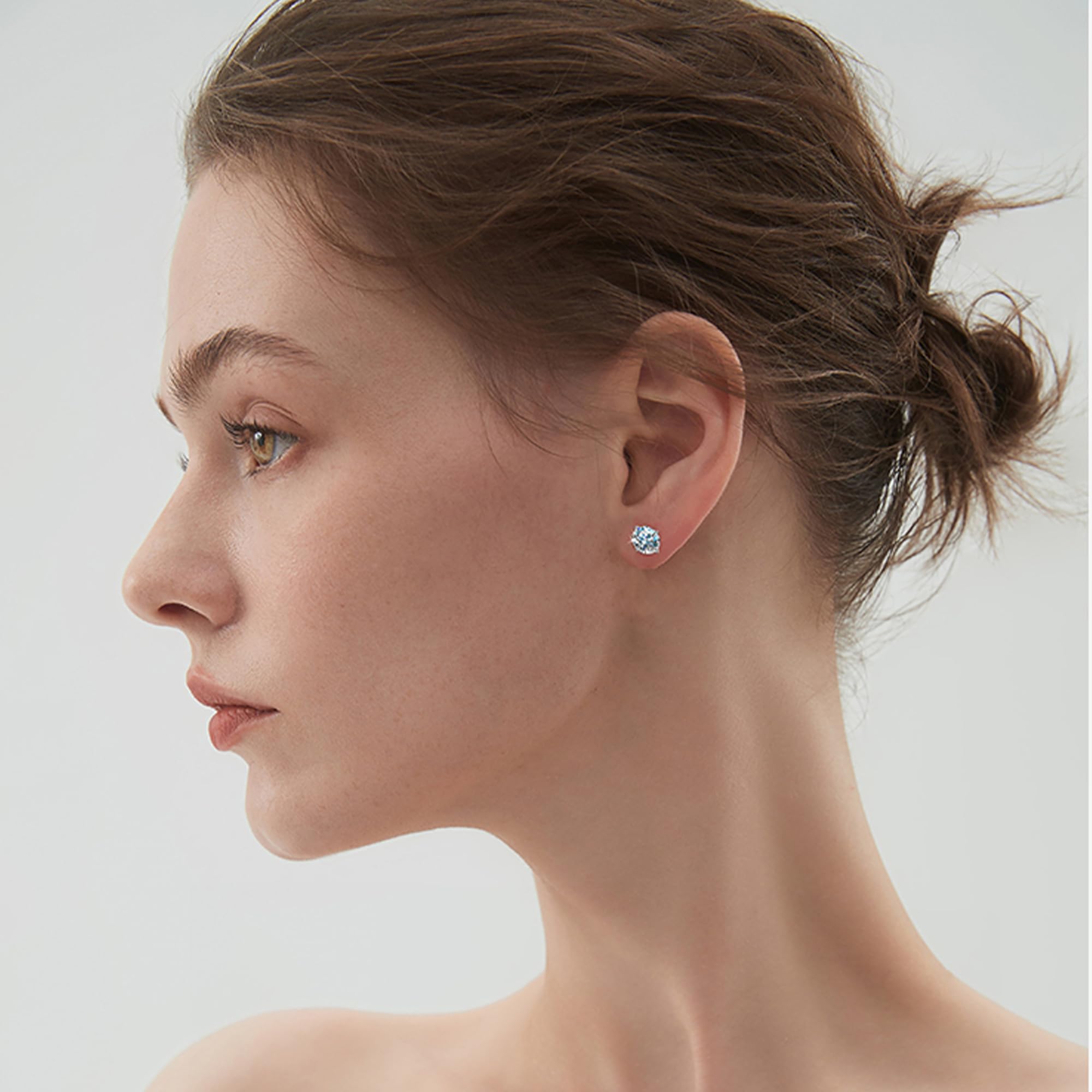 Hypoallergenic 925 Sterling Silver Stud Earrings for Women & Men - Round Cubic Zirconia CZ Ear Studs (6mm) - Perfect for Sensitive Ears, Everyday Wear & Gift Giving