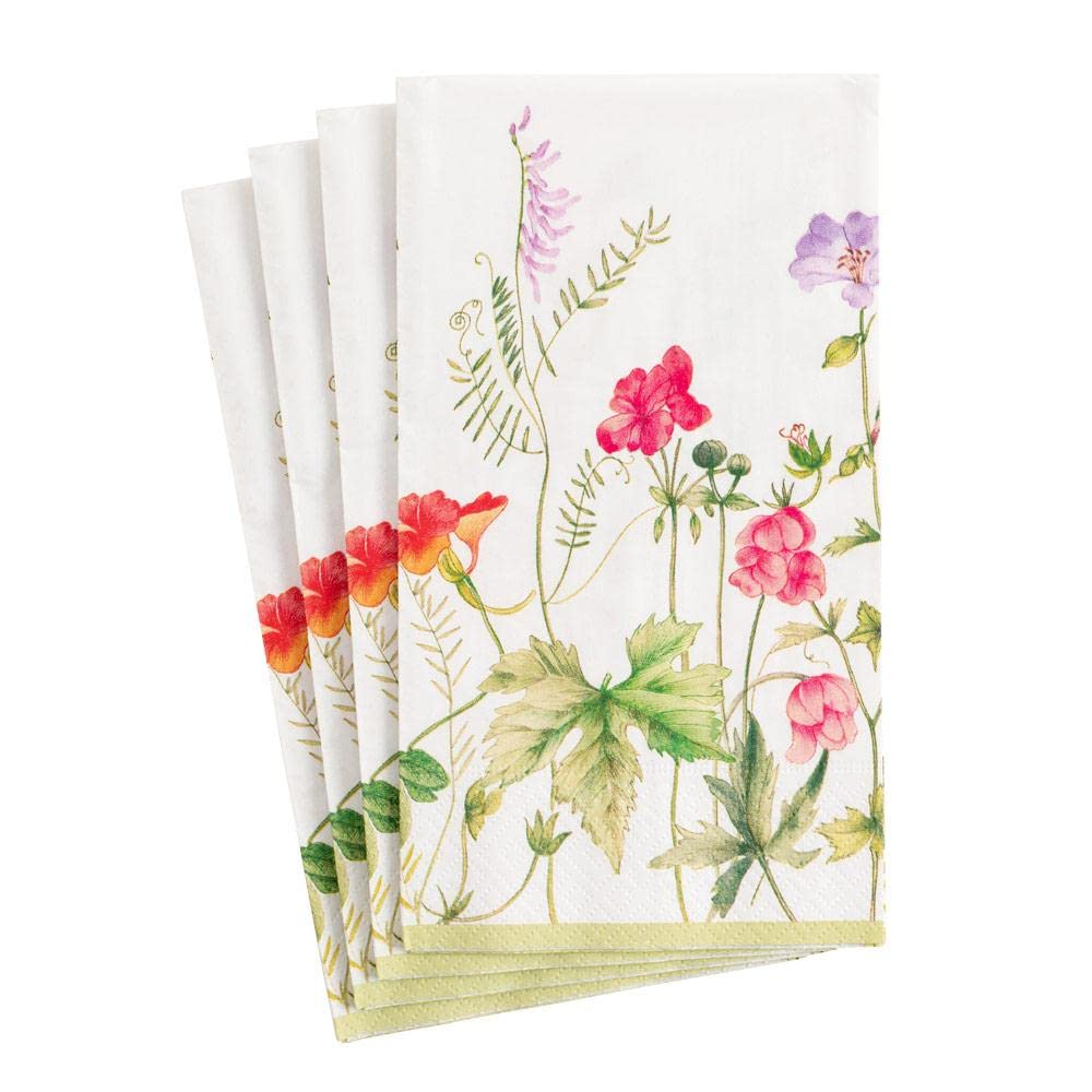 Premium Caspari French Floral Paper Guest Towels - 60 Count Luxury Disposable Napkins for Weddings, Parties & Upscale Events