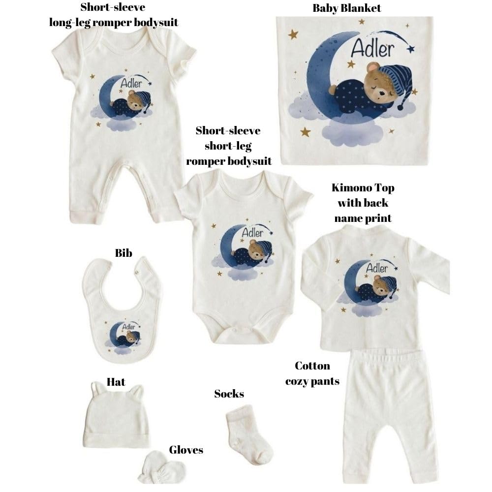 Lilabio Baby 100% Organic Cotton Personalized Newborn Coming Home Outfit Set - 10-Piece Hospital Essentials for Boys & Girls | Custom Baby Shower Gift & Newborn Clothing Set | Perfect for First Photos, Special Occasions & Baby's First Trip Home