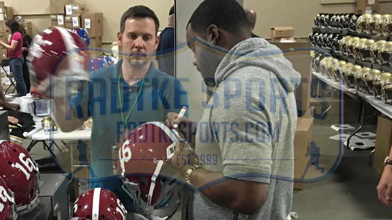 Autographed Alabama Crimson Tide Football Helmet - Signed by Mark Ingram, Eddie Lacy & Derrick Henry - Authentic Schutt Collectible for Sports Memorabilia Fans - Perfect for Man Cave Decor, Game Room Display or Bama Fan Gift