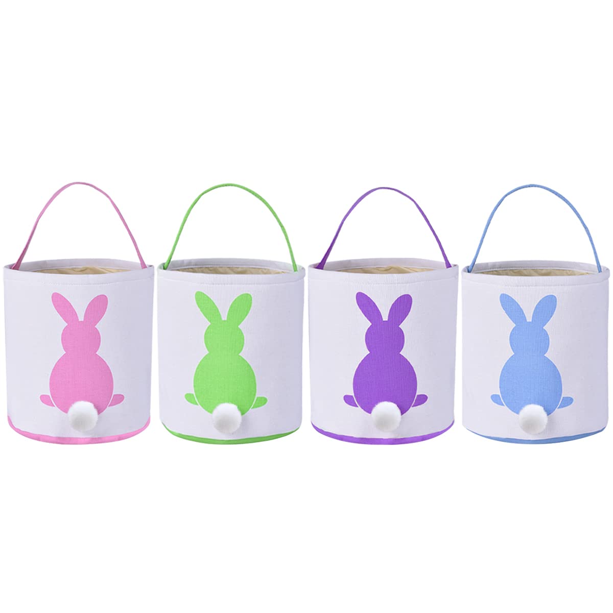 4 Pack Easter Bunny Basket Bags - Cute Bunny Ear Tote Bags for Egg Hunting, Candy & Gift Storage - Perfect for Easter Party Favors, Spring Celebrations & Kids' Easter Basket Stuffers (Easter Bunny Bag 07)