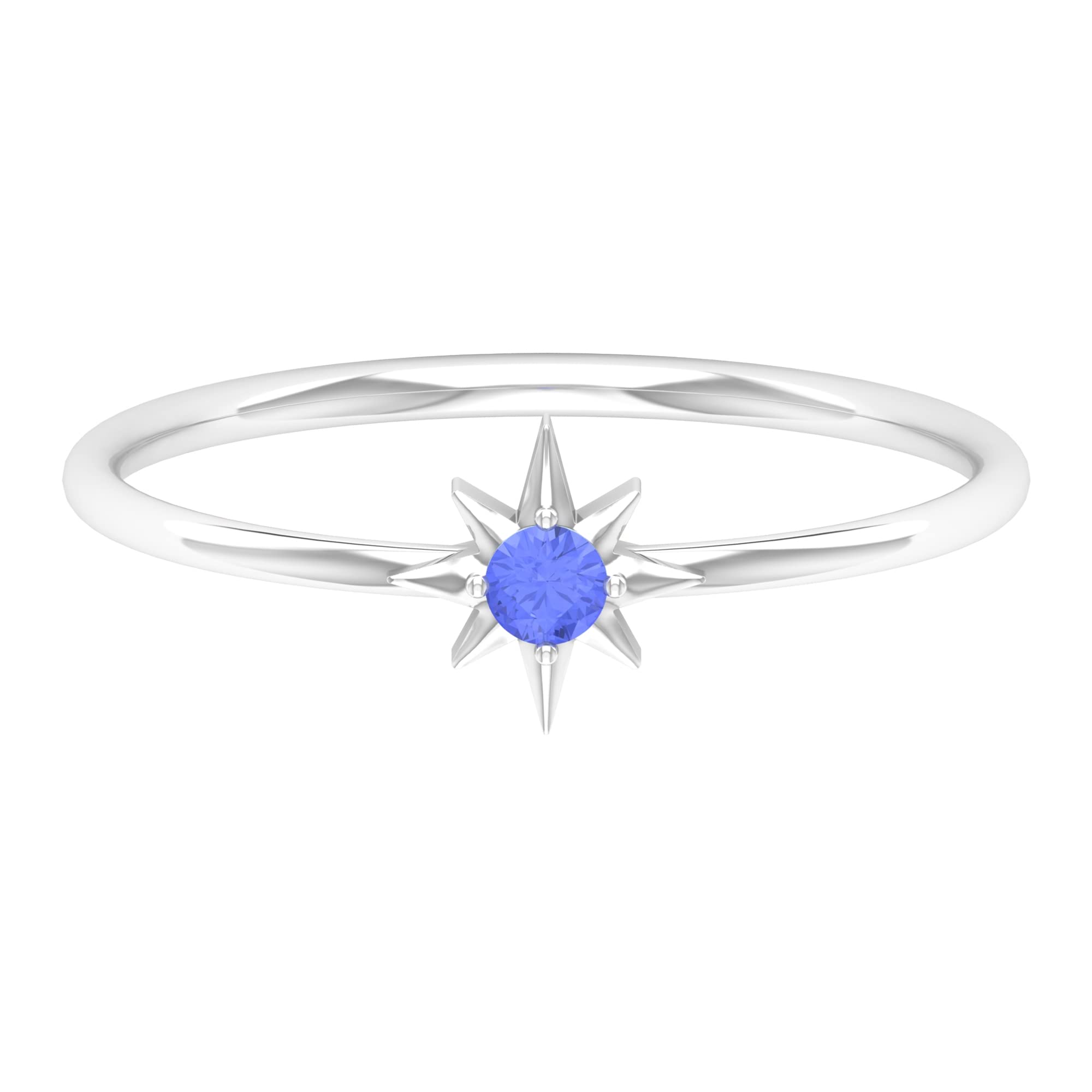 14K Solid Gold Tanzanite Promise Ring for Women - Certified December Birthstone Jewelry, Classic Sunburst Design by Rosec Jewels | Perfect for Anniversaries, Engagements & Special Occasions