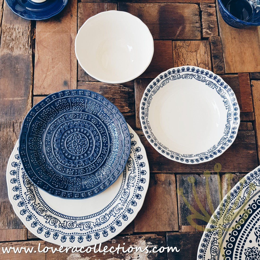 Adelaide Blue & White Dinnerware Set - Elegant Ceramic Plates, Bowls & Serving Dishes for Dining & Entertaining | Perfect for Dinner Parties, Family Meals & Special Occasions