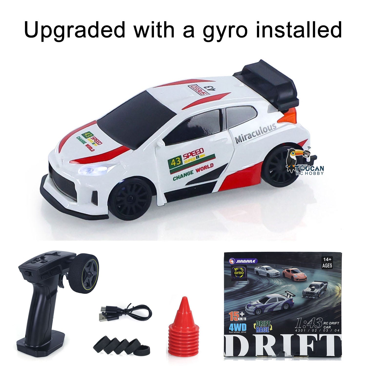 2.4GHz 1/43 RC Drift Car - High Speed 4WD Remote Control Racing Vehicle with Gyroscope & LED Lights - Ready to Run Mini Toy Car for Kids & Adults - Perfect for Indoor Racing, Drift Practice & RC Hobby Fun