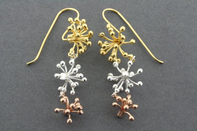3 Drop Agapanthus Earrings - Gold & Rose Gold Plated Dangle Earrings for Women, Perfect for Weddings, Parties & Everyday Wear