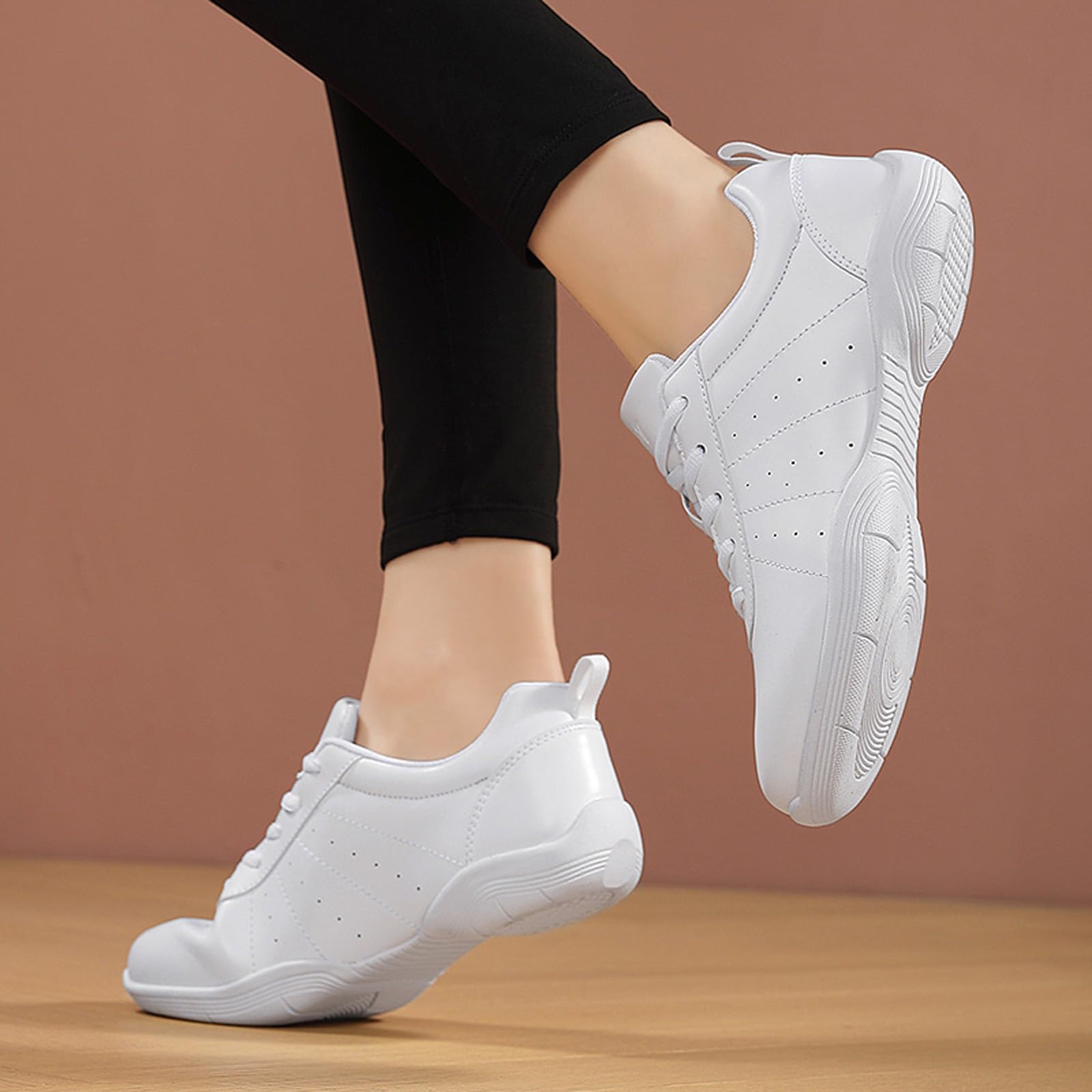 iHinzry Girls' Cheerleading Shoes - Breathable Lightweight White Cheer Sneakers for Women, Tennis Dance Shoes with Arch Support - Perfect for Cheerleading Practice, Gym Training & Casual Walking