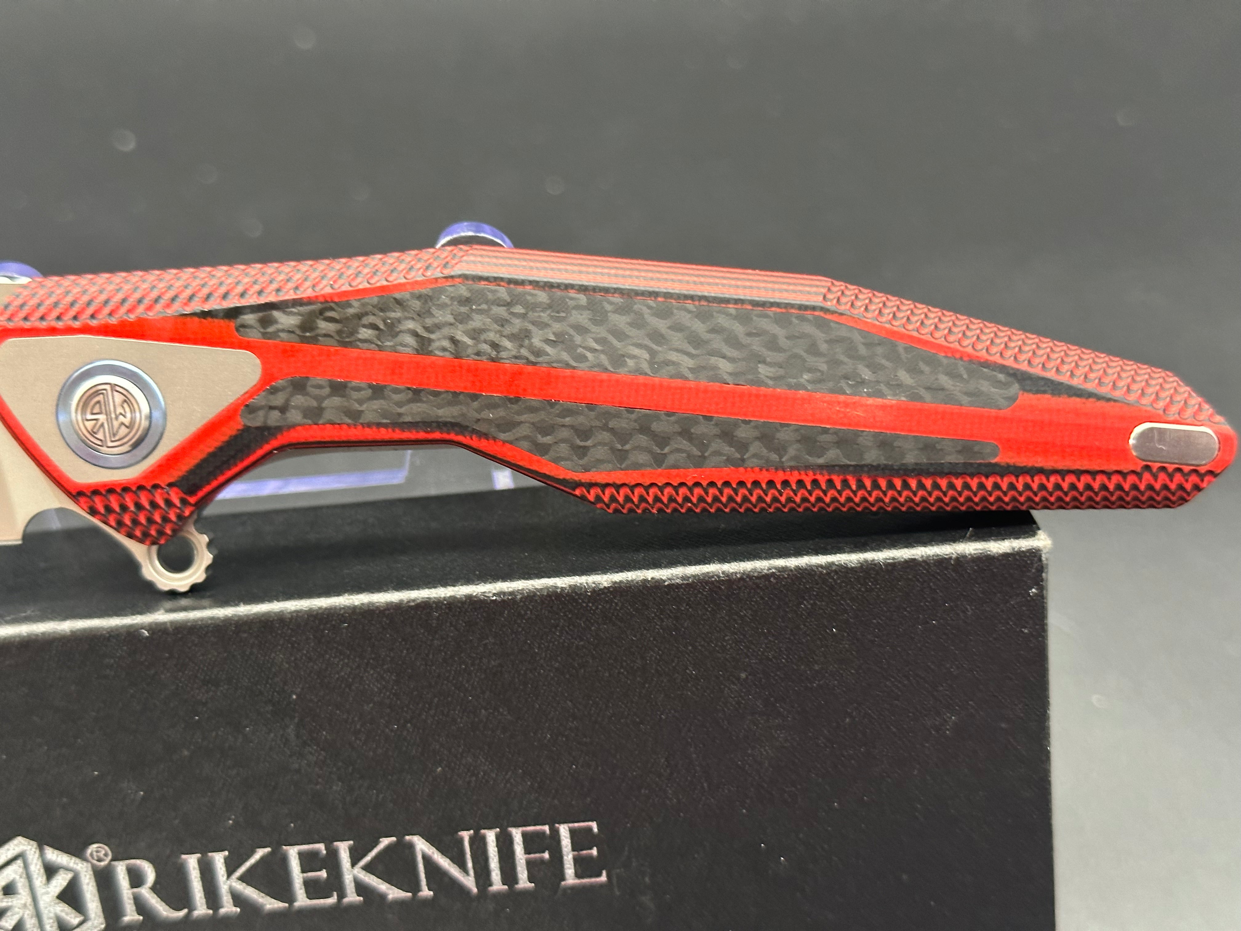 RIKE Tulay Integral Folding Knife - Red G10 & Carbon Fiber Handle - EDC Pocket Knife for Outdoor, Camping, and Everyday Carry