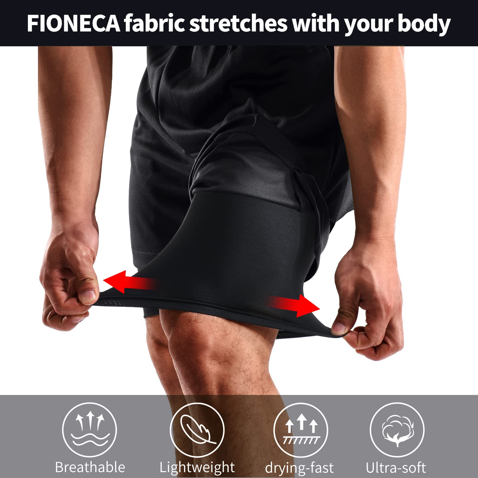 2 in 1 Men's Running & Gym Shorts - 7 Inch Quick-Dry Workout Shorts with Pockets & Towel Loop (2 Pack) - Perfect for Jogging, Training & Outdoor Activities