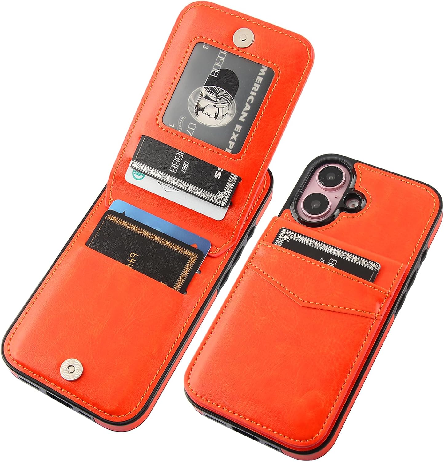 Premium Shockproof iPhone 16 Wallet Case with Credit Card Holder - Heavy Duty Dual Layer Protective Cover for 6.1