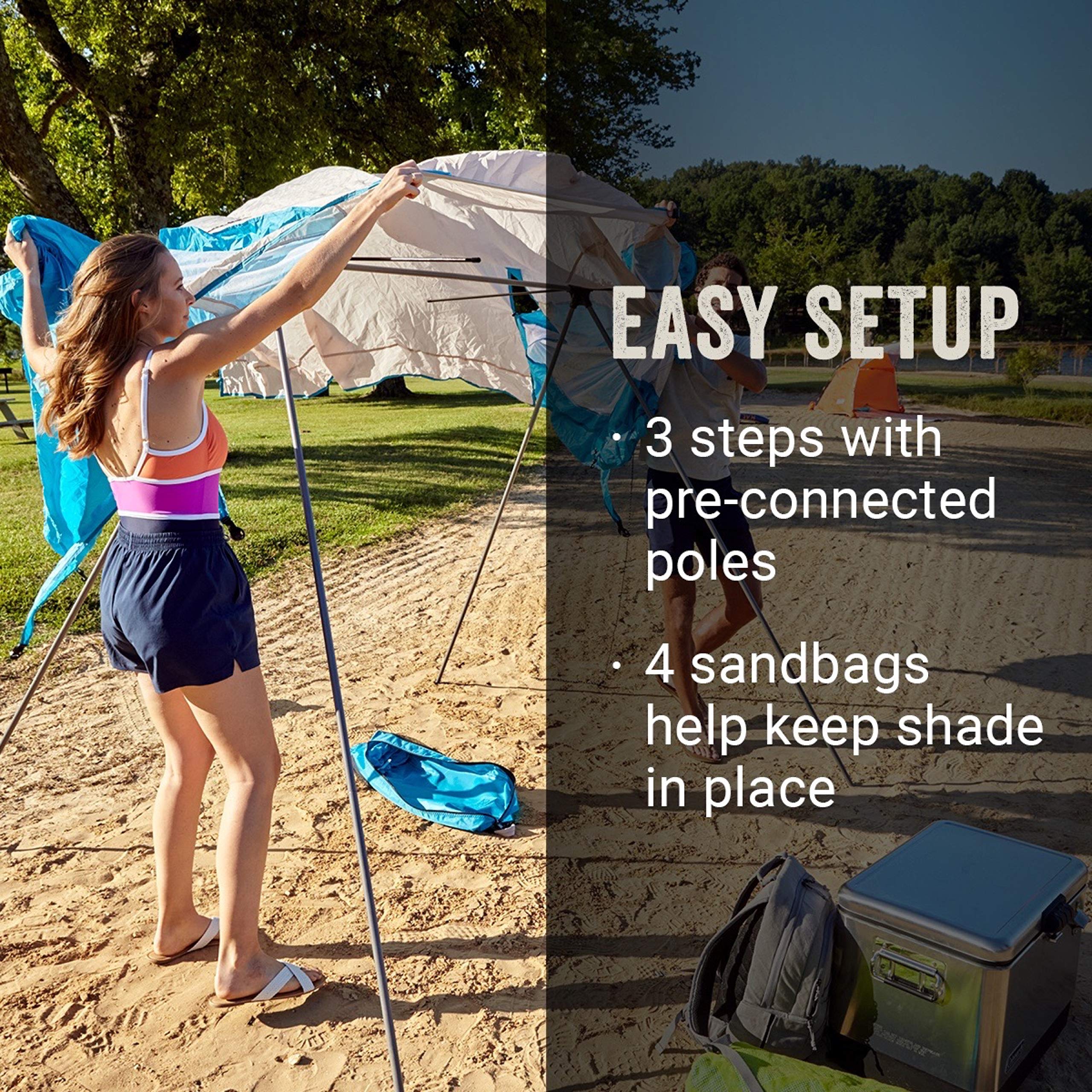 Coleman Backpack Sun Shelter - Portable 7x7ft Canopy Tent with Easy Setup, Lightweight Shade Tent for Beach, Park, Camping & Outdoor Activities | Includes Carry Bag