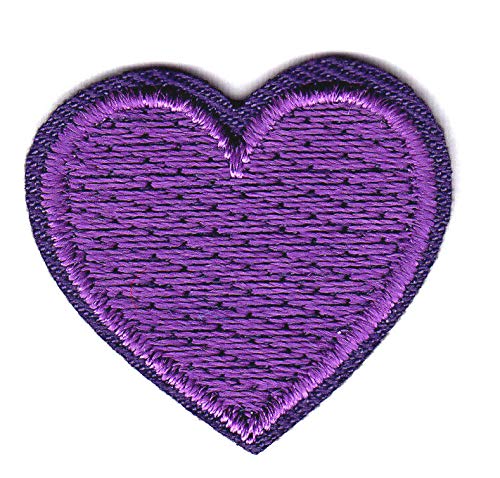 PURPLE HEART Iron On Patch - Embroidered Love Heart Mini Patches for DIY Crafts, Clothing & Accessories | Perfect for Jackets, Bags, Hats & Scrapbooking