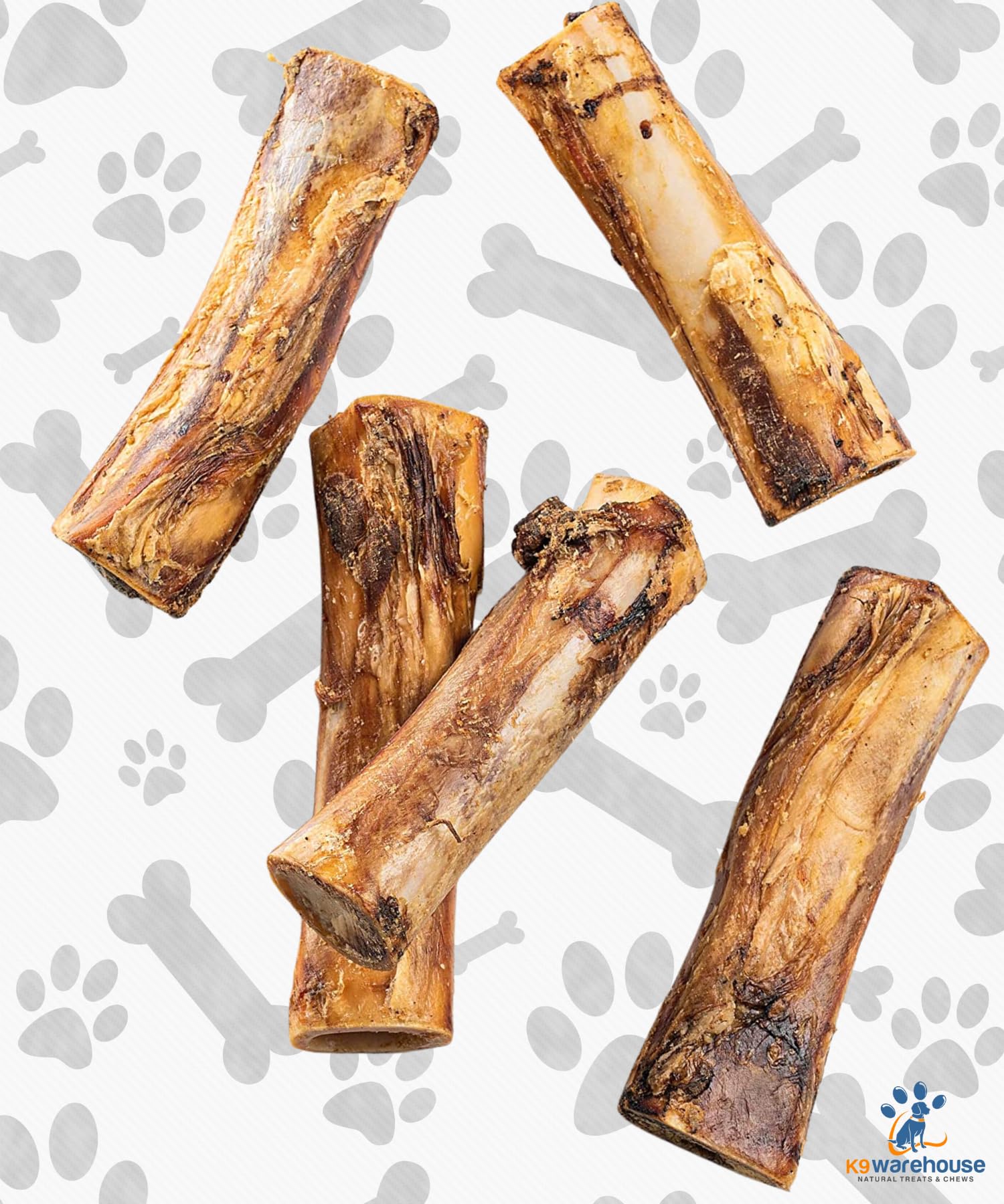 Premium All-Natural Bone Marrow Dog Treats - Long-Lasting High-Protein Chew Bones for Aggressive Chewers - Small, Medium, Large & XL Dogs - Perfect for Training, Dental Health & Anxiety Relief