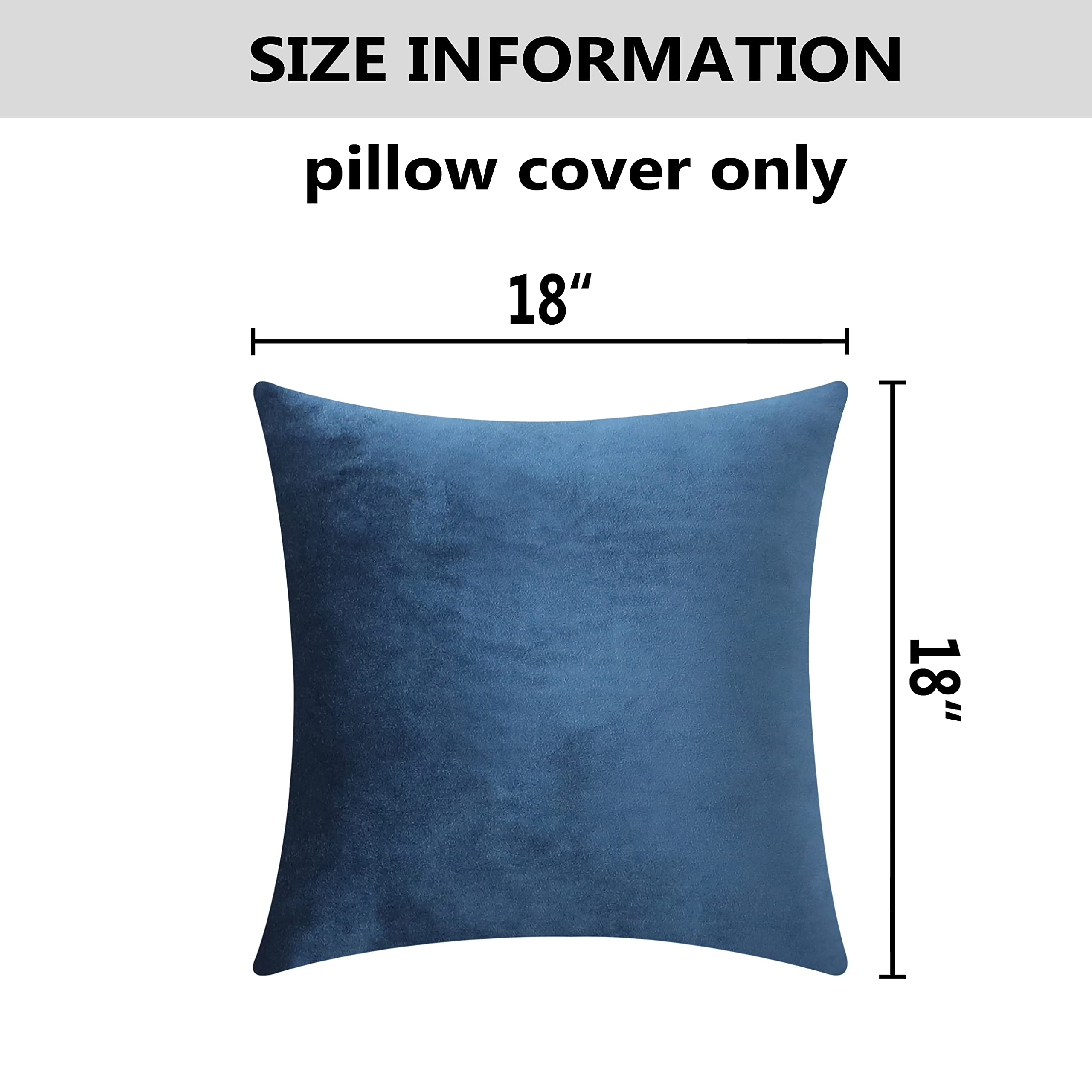 Luxury Velvet Throw Pillow Covers 18x18 Inches (45x45cm) - Soft Decorative Cushion Covers for Sofa, Couch, Bedroom & Car - Dark Blue - Perfect for Home Decor, Living Room Accents & Cozy Comfort