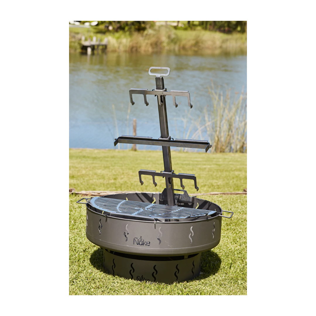 Patagonia Argentine Wood Fire Pit & Grill - Outdoor Camping, Backyard BBQ, and Bonfire Cooking Accessories