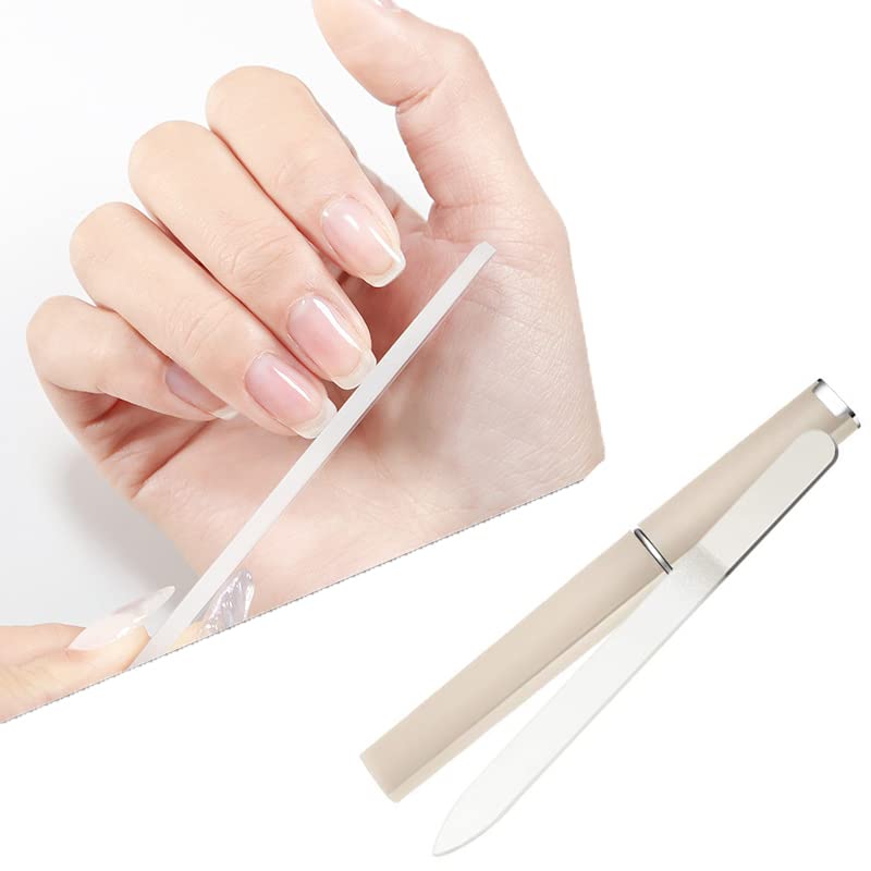 Premium Crystal Glass Nail File & Buffer Kit - Professional Manicure Pedicure Tool for Women & Girls | Smooth Nail Art Care, Great Gift Idea for Birthday & Spa Day (Clear Nail File)