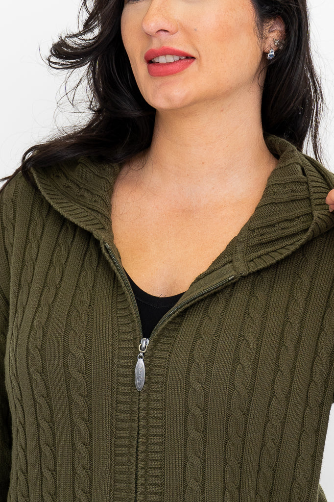 Elsie Sweater Women's Olive Green Cotton Knit Pullover - Cozy Casual Wear for Fall & Winter