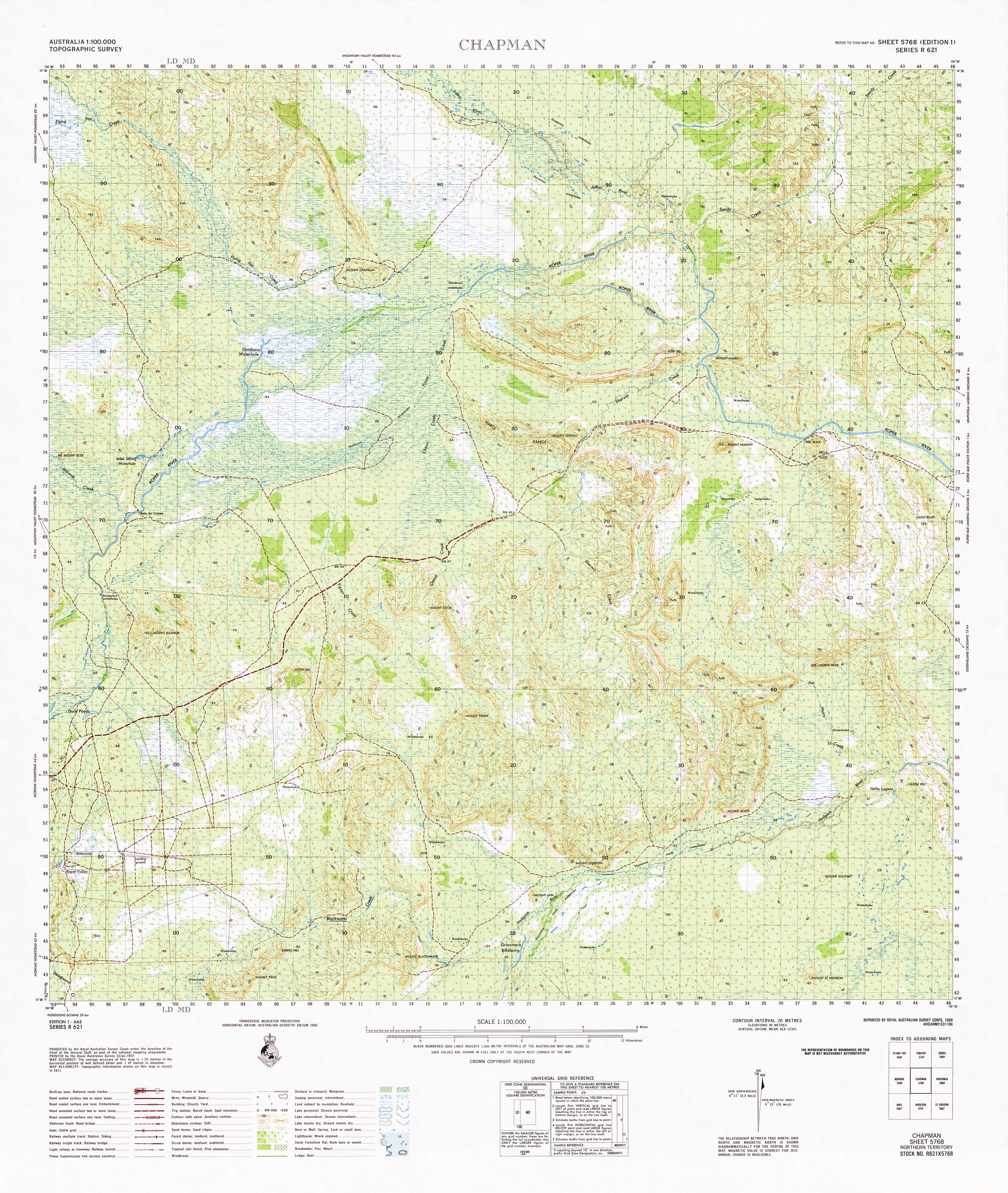 5768 Chapman 1:100,000 Scale Topographic Map - Hiking, Camping & Outdoor Adventure Navigation