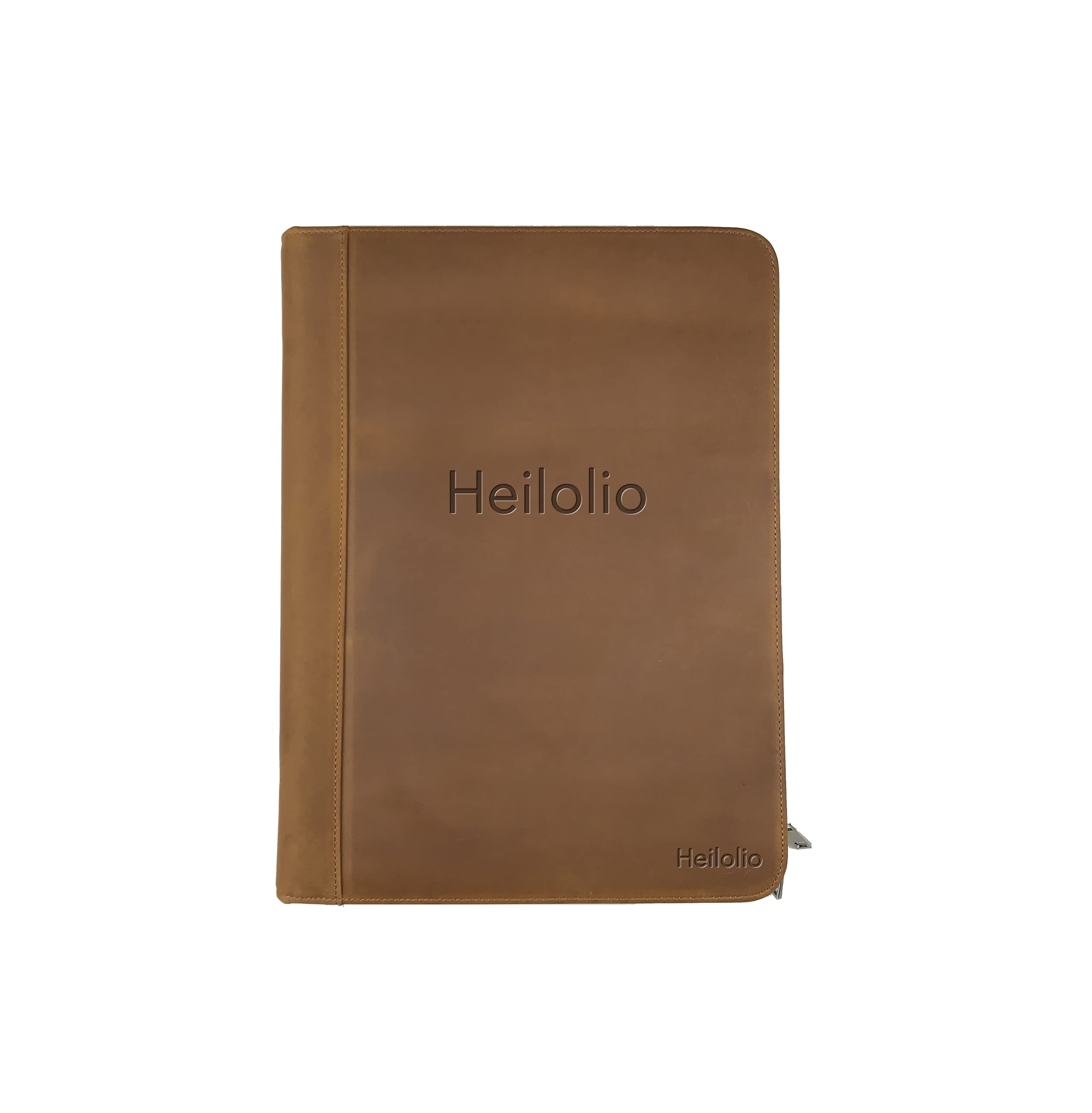 Premium Custom Engraved Genuine Leather Portfolio for Men & Women - 3-Ring Zipper Binder Holds 13