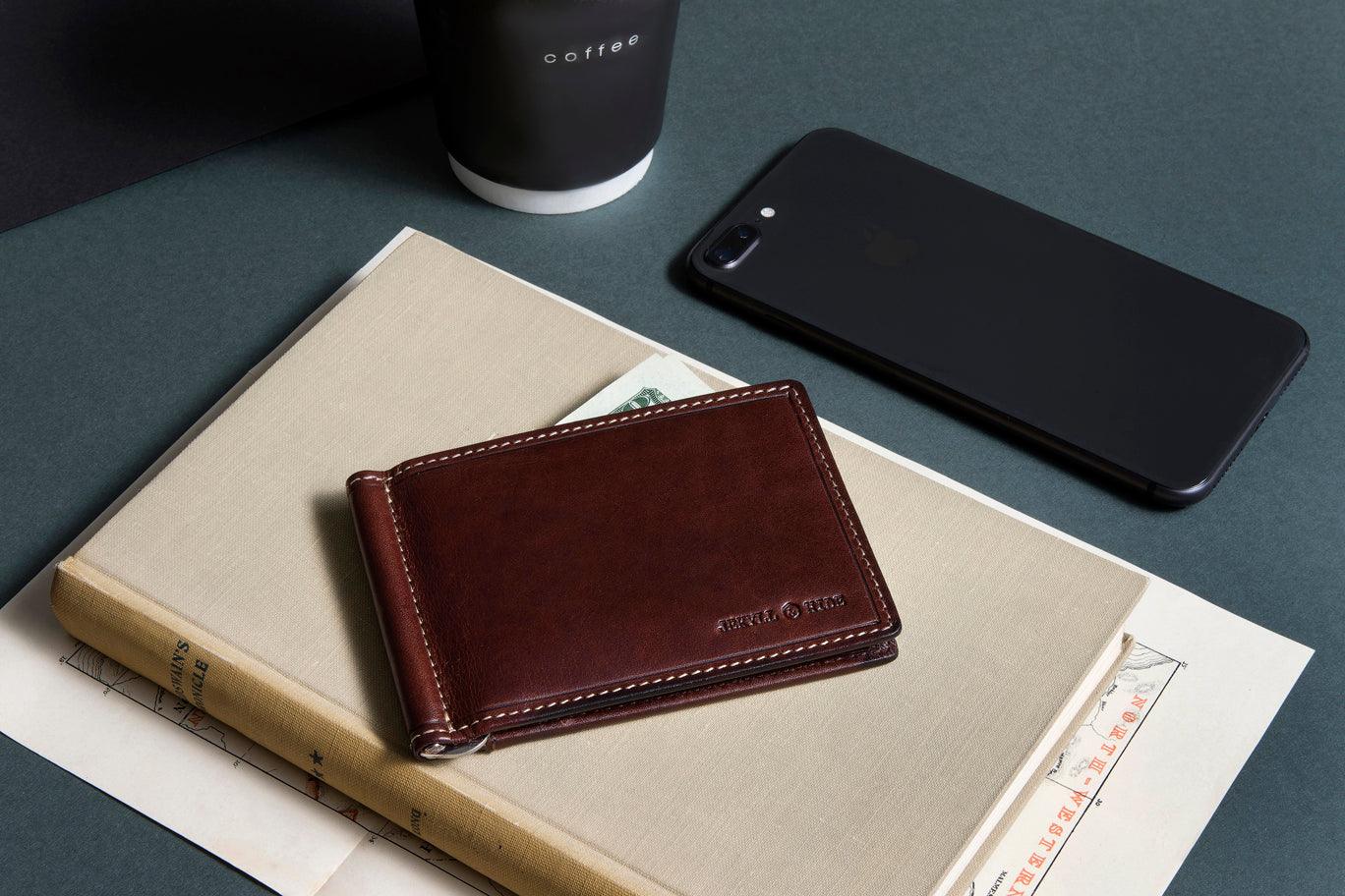 Jekyll & Hide Genuine Leather Oxford Money Clip Wallet for Men - Slim RFID Blocking Bifold Wallet with Cash Clip (Coffee Brown) - Perfect for Business, Travel & Everyday Use