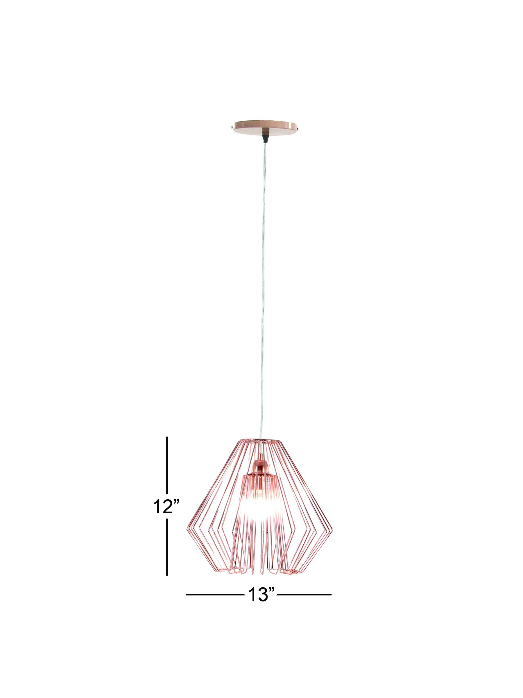 Deco 79 58654 Diamond-Shaped Iron Pendant Light Fixture in Bronze - Vintage Industrial Ceiling Lamp for Dining Room, Kitchen Island & Bedroom Lighting