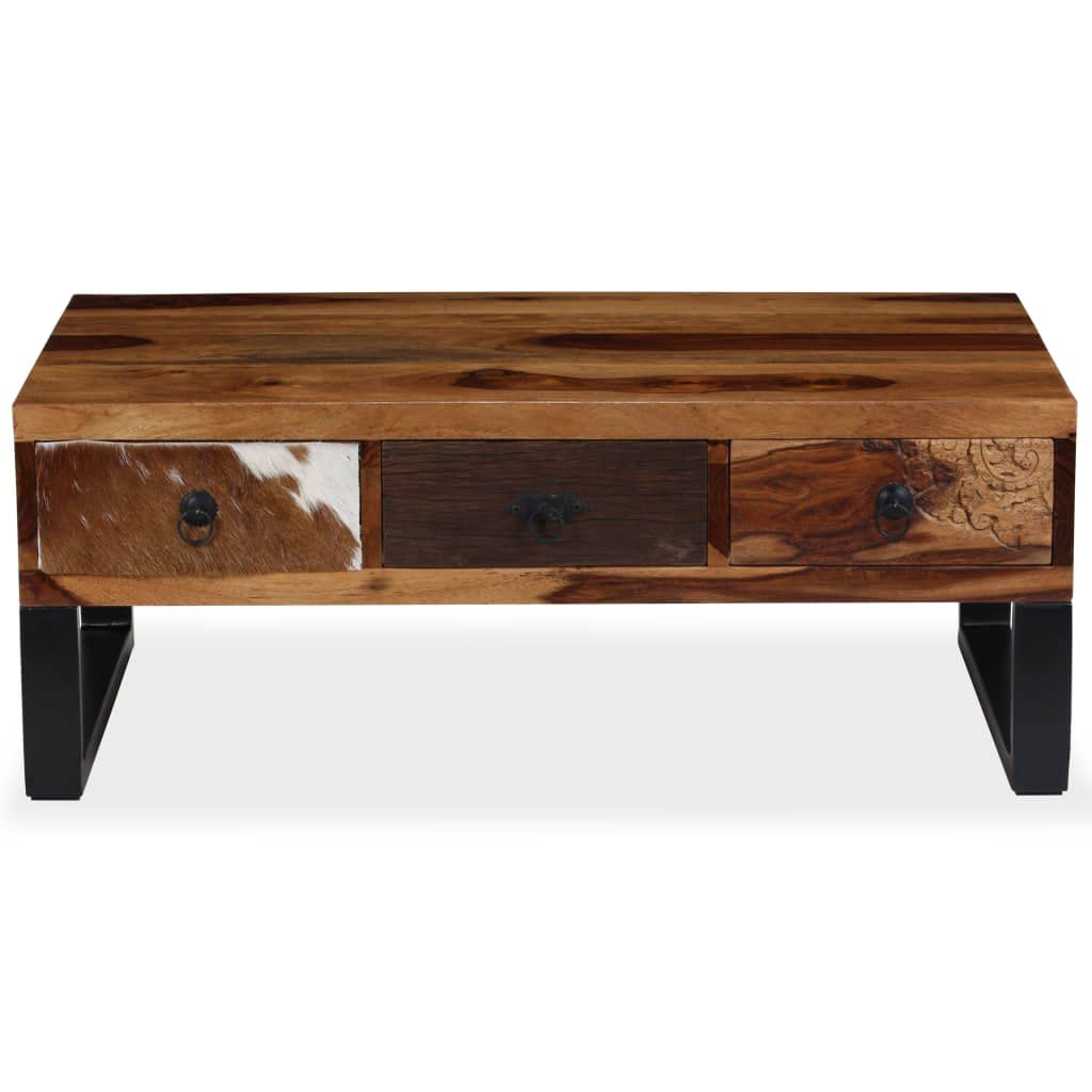 **Handmade Solid Sheesham Wood Coffee Table - 35.4