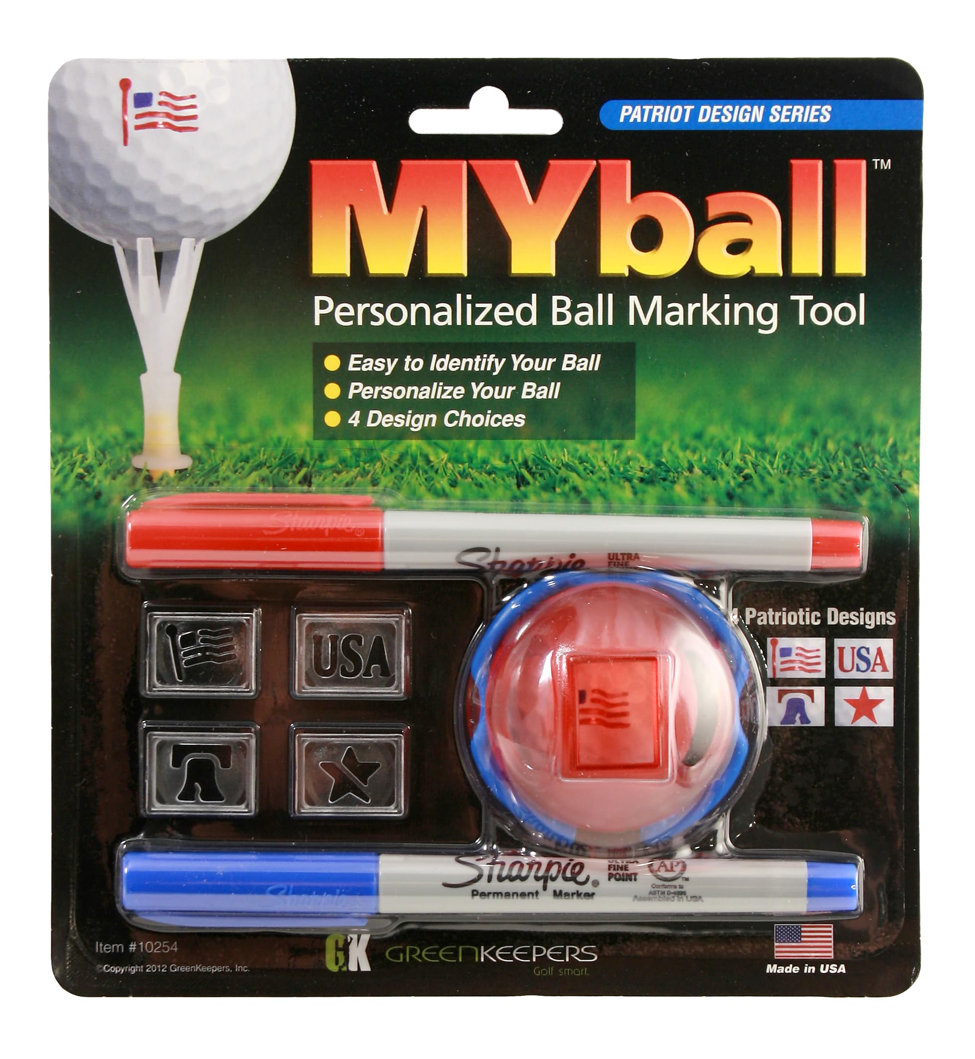Green Keeper Myball Golf Ball Marker Tool - Patriotic American Flag Design for Golf Accessories | Perfect for Golf Tournaments, Practice & Gifts