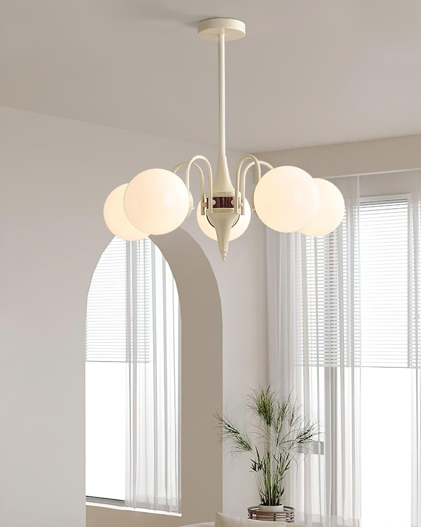 Elegant Cream Ball Chandelier - Modern Crystal Ceiling Light Fixture for Dining Room, Bedroom & Living Room Decor