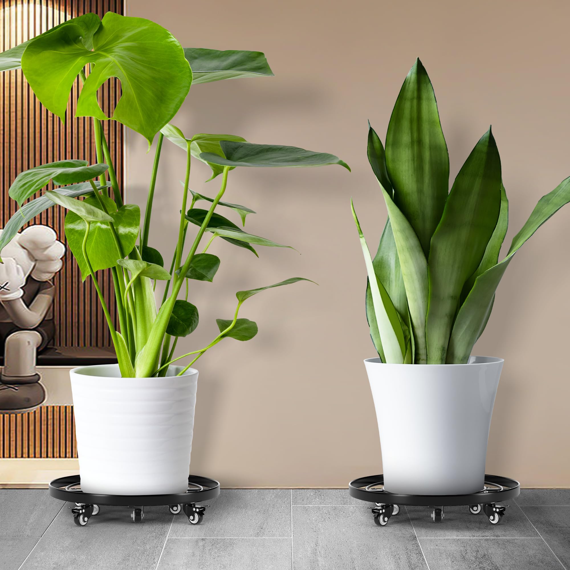 Highpro 2-Pack 20-Inch Heavy Duty Rolling Plant Stand with Lockable Wheels - Indoor/Outdoor Plant Caddy Dolly for Large Flower Pots | Perfect for Moving Potted Plants on Patios, Decks & Gardens