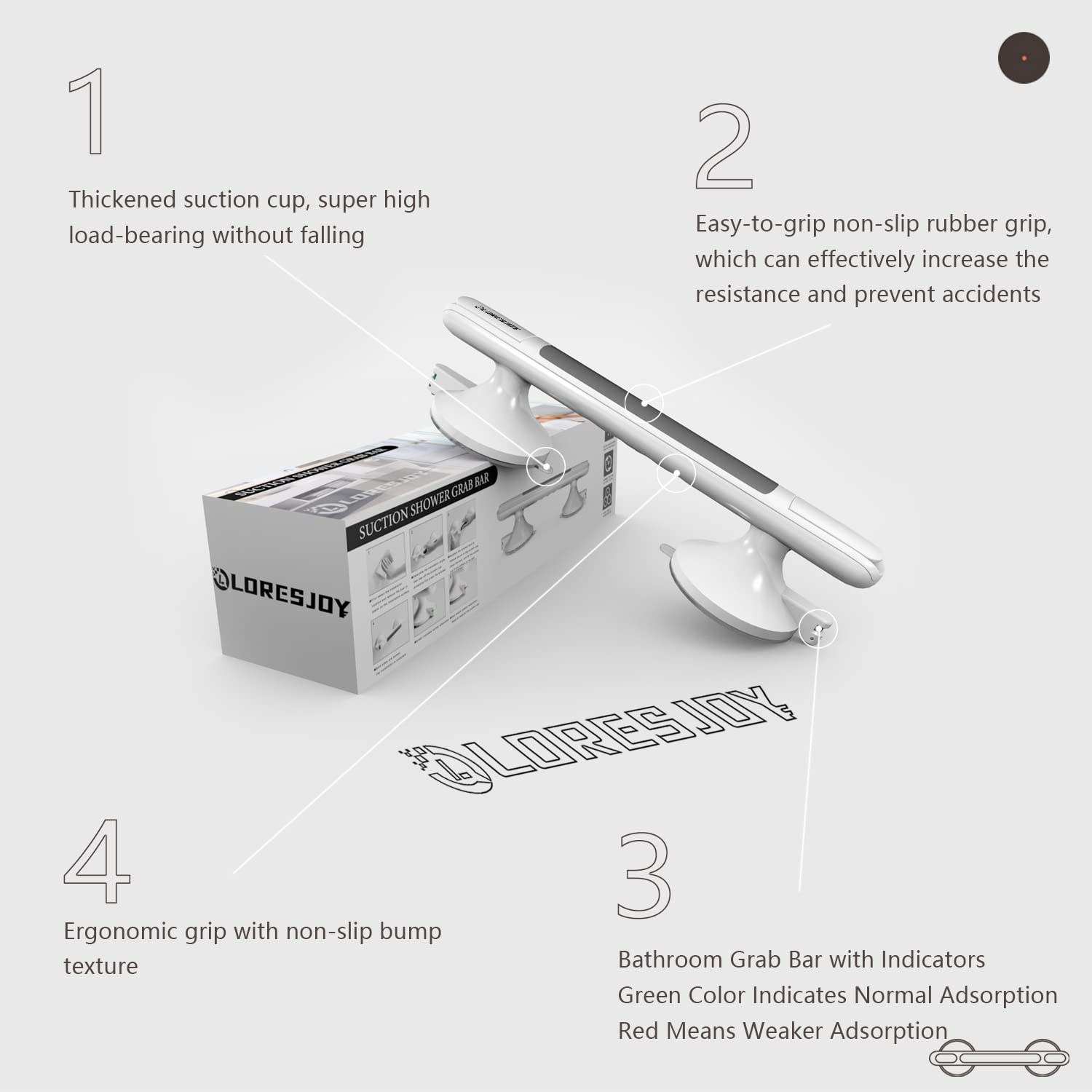 **Non-Slip Suction Shower Grab Bars for Elderly & Seniors - Bathtub Safety Handles with Strong Suction, No Drilling, Waterproof - Ideal for Bathroom, Shower & Wet Areas**