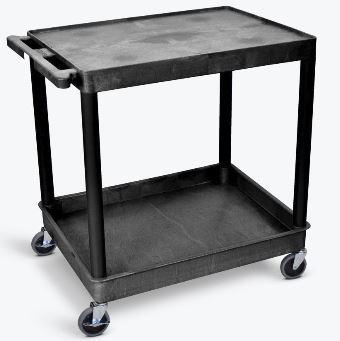Luxor 2-Tier Large Gray Utility Cart with Wheels - Perfect for Home Organization, Office Storage, and Kitchen Use