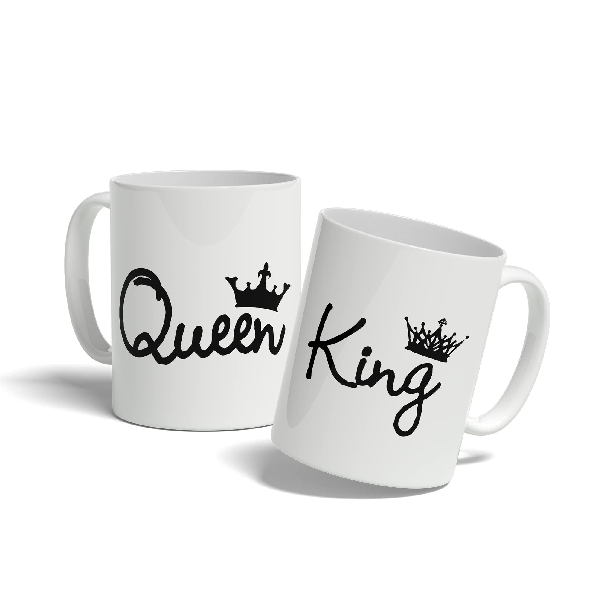 Funny King Queen Couples Mug Set - 11OZ Ceramic Coffee Cup for Boyfriend, Girlfriend, Husband & Wife - Perfect for Valentine's Day, Anniversary & Romantic Gifts - Cute Couple Mugs for Coffee, Tea & Hot Chocolate at Home