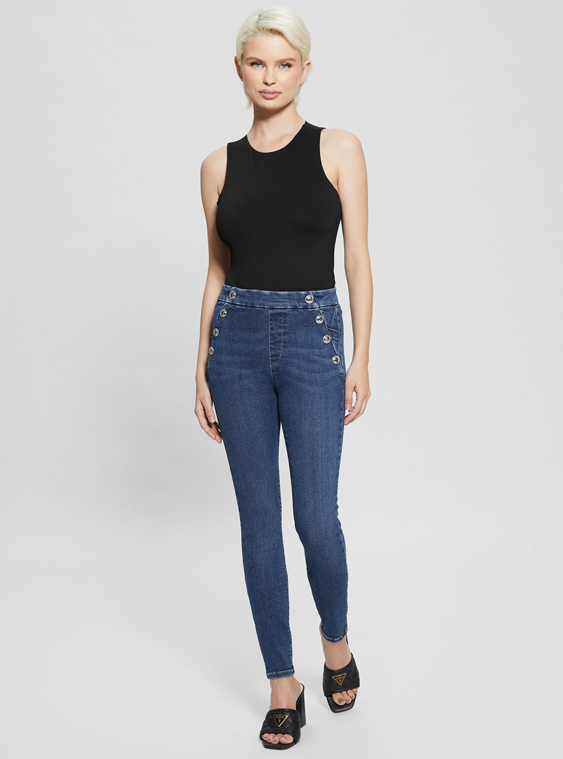 High Rise Aubree Skinny Denim Jeans for Women - Dark Wash Stretch Comfort Fit - Perfect for Casual Wear, Office & Night Out