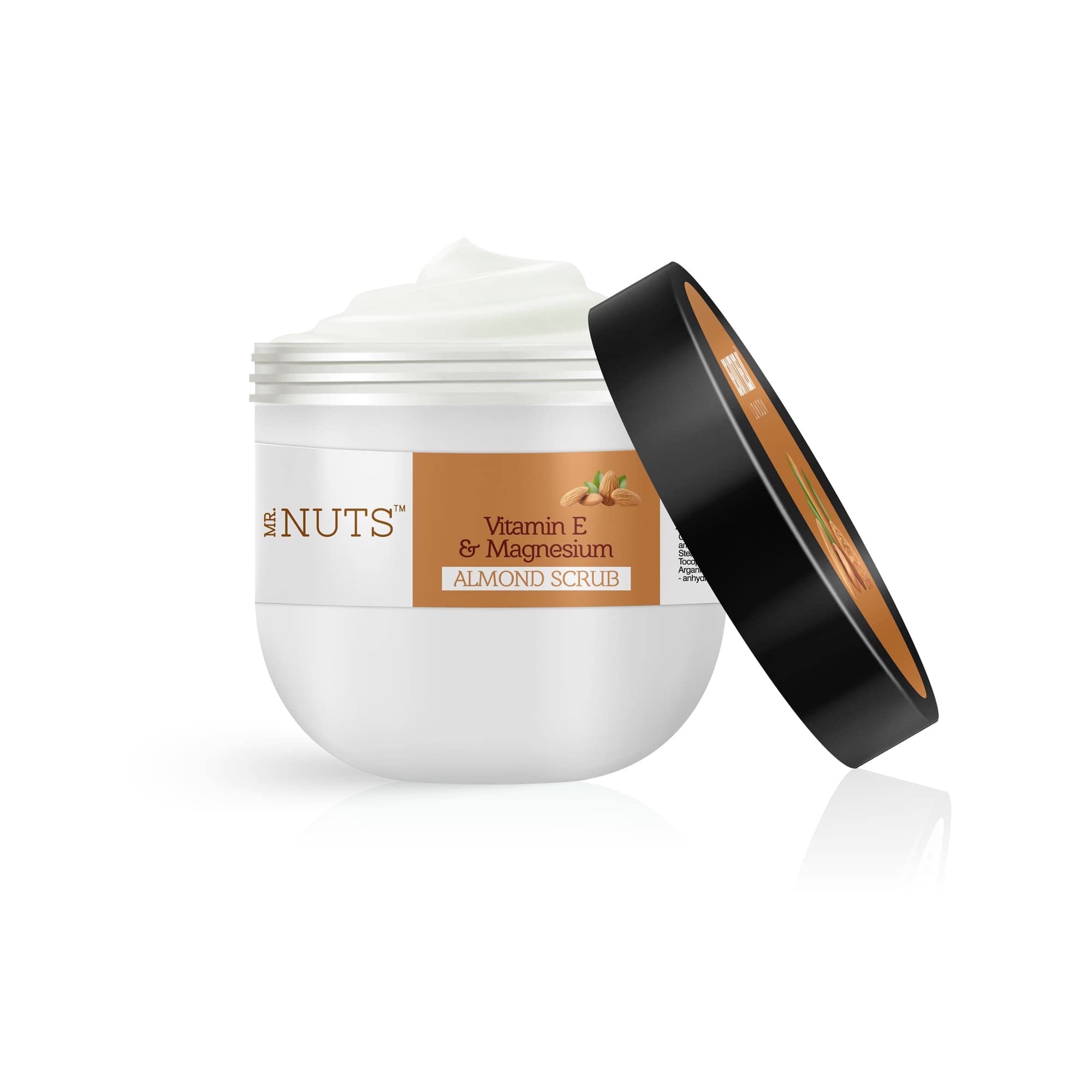 BEAUTYRELAY LONDON Vitamin-E Magnesium Almond Face Scrub - Brightens Complexion, Smooths & Nourishes Skin, Deep Moisturizer - Skin Lightening Exfoliator (180g) - Perfect for Daily Skincare Routine & Glowing Skin