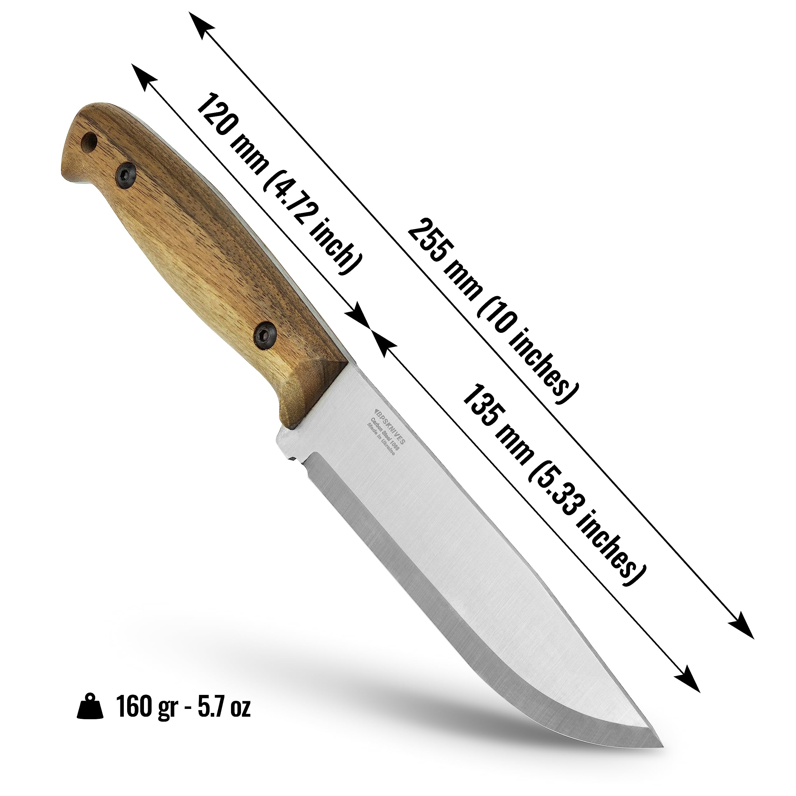 BPS Knives Adventurer - Full Tang Carbon Steel Bushcraft Knife with Leather Sheath & Fire Starter - Survival Tactical Camping Knife for Outdoor Adventures, Hunting, Hiking & Wilderness Survival