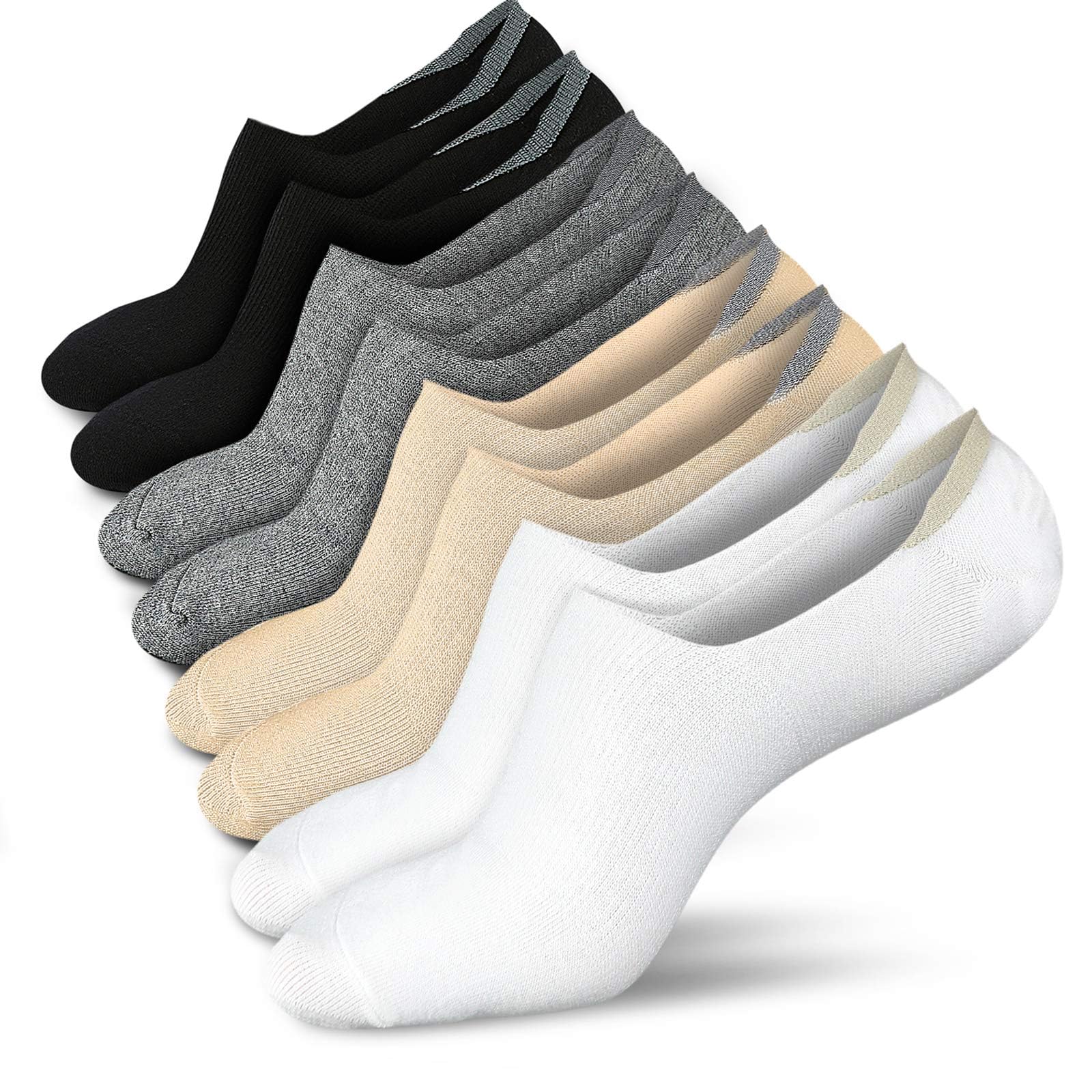 Wernies No Show Socks for Women - Low Cut Invisible Socks with Non-Slip Grip (4/8 Pairs) - Perfect for Sneakers, Loafers & Boat Shoes