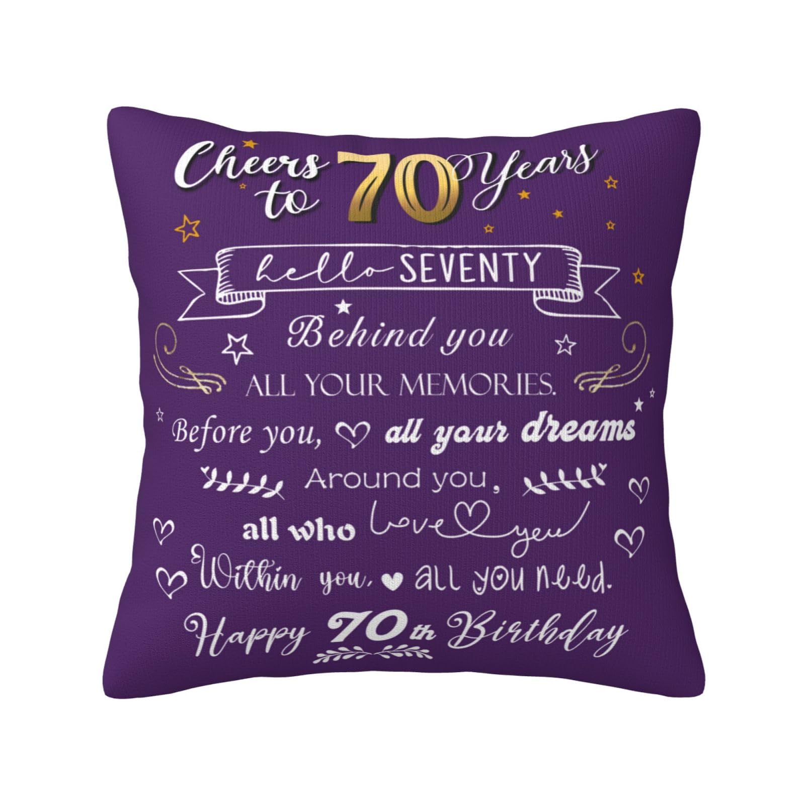 70th Birthday Decorations for Women & Men - 1955 Vintage Themed Party Supplies - Purple 18x18 Inch Throw Pillow Covers - Perfect for Milestone Celebrations, Home Decor & Unique Gift Ideas