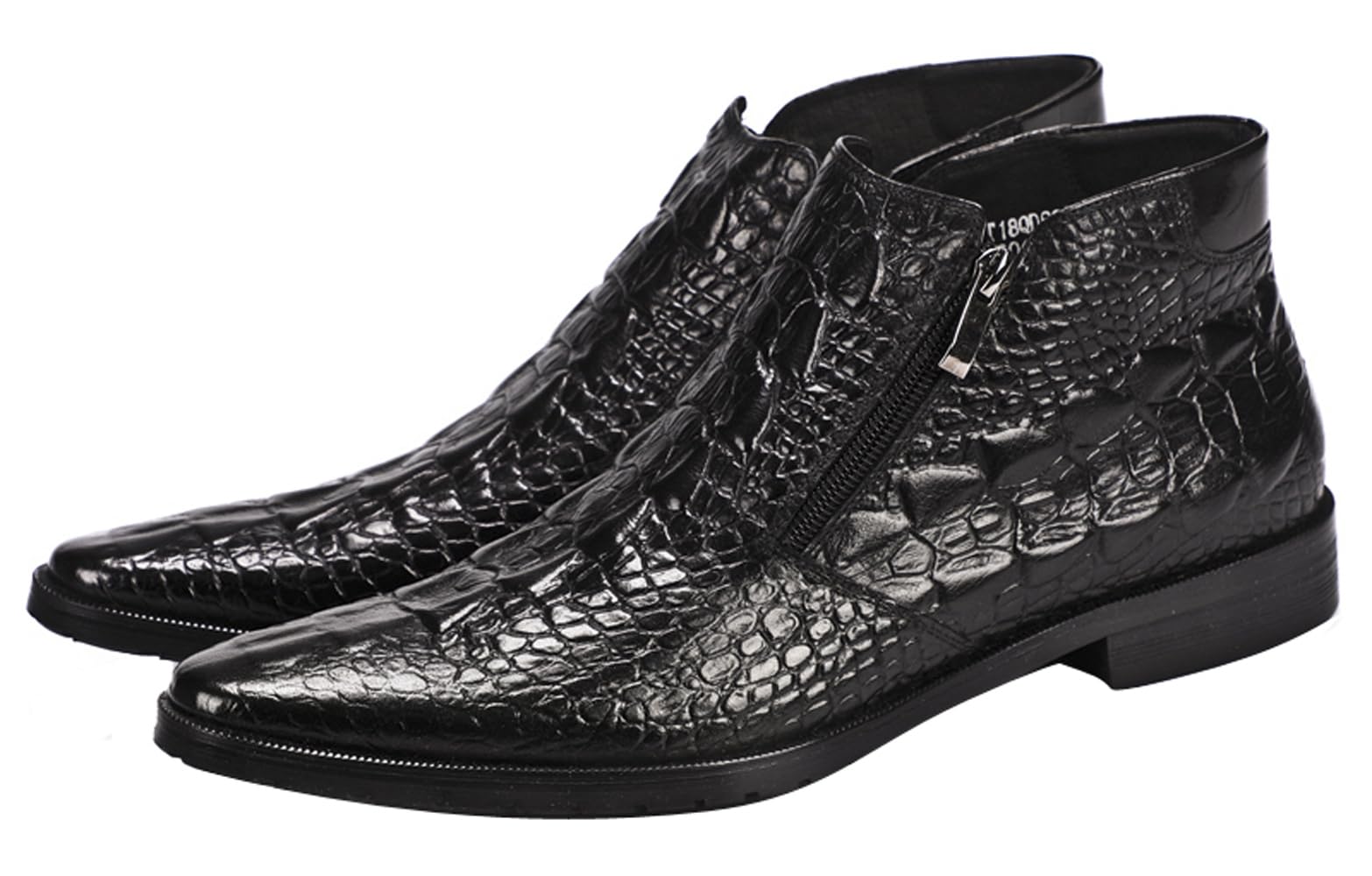 Santimon Men's Ankle Dress Boots - Patent Leather Formal Boots with Zipper, Black & Red - Perfect for Business, Office & Special Occasions