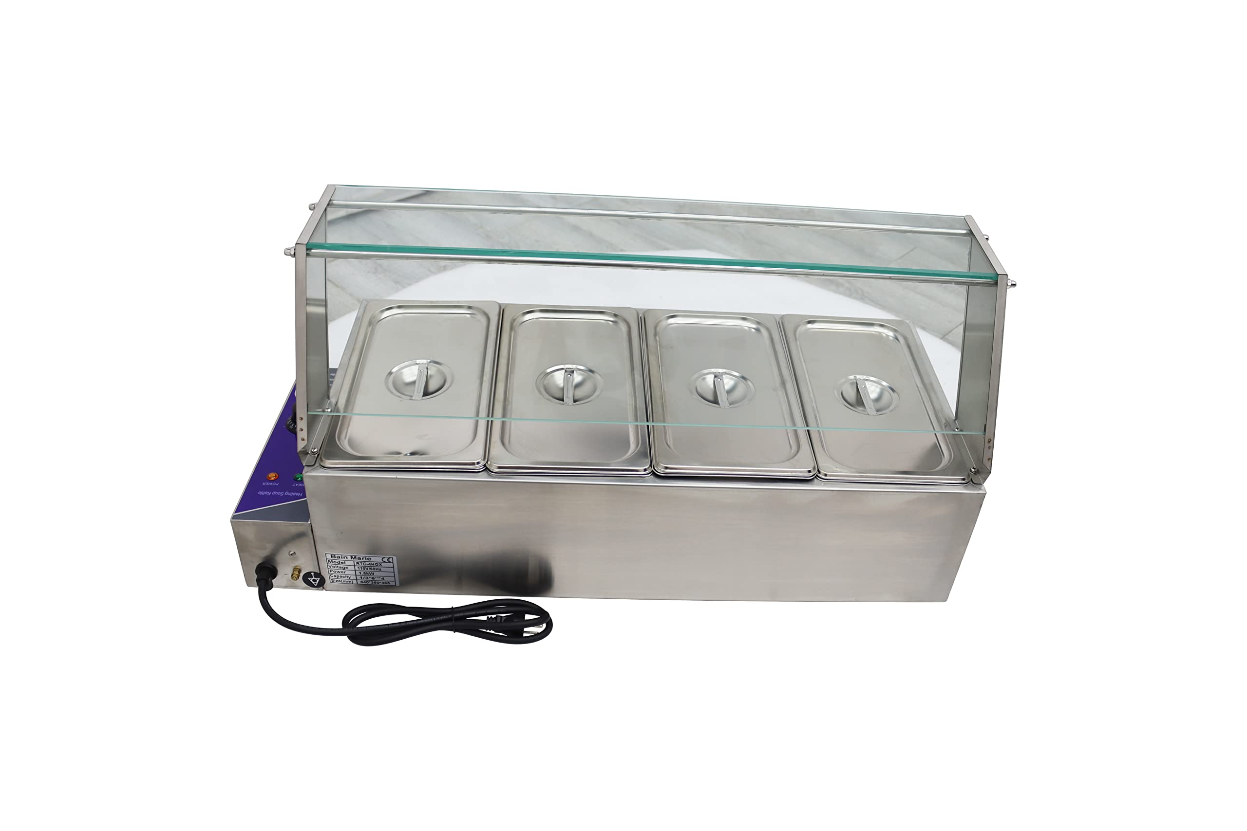 INTBUYING 4-Pot Buffet Food Warmer 110V 1500W Commercial Stainless Steel Deep Pan Warmer - Perfect for Catering, Buffets, Restaurants and Party Food Serving