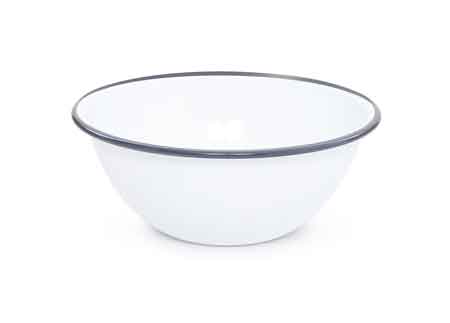 Vintage Style Enamelware Serving Bowl Set of 4 - 2 Quart Capacity with Grey Rim - Perfect for Farmhouse Dining, Picnics & Rustic Kitchen Decor