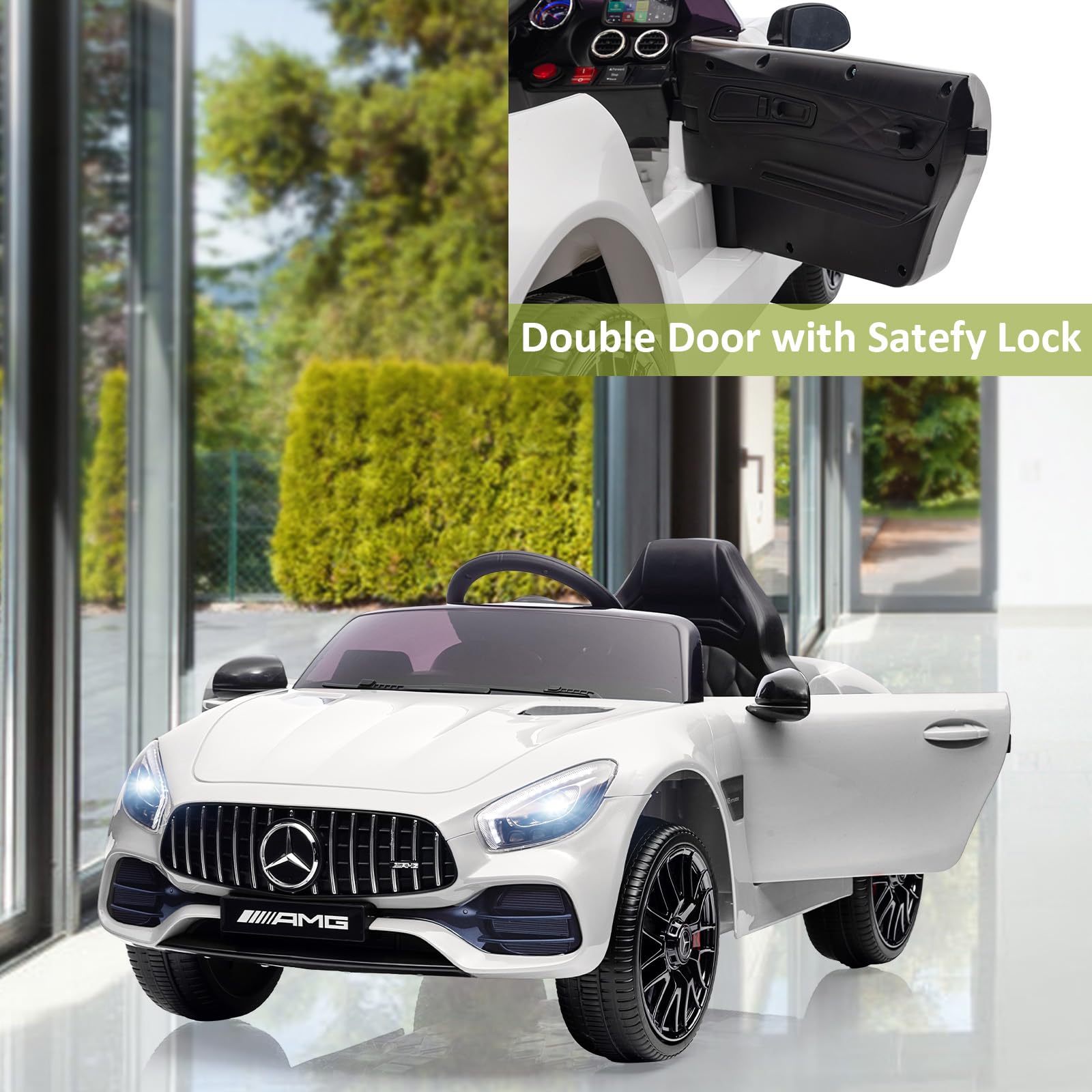 12V Kids Ride On Car - Licensed Mercedes-Benz Electric Toy Car with Parent Remote Control & MP3 Player, Battery-Powered Ride-On Vehicle for Ages 3-8 (White) | Perfect for Birthday Gifts, Outdoor Play & Family Fun