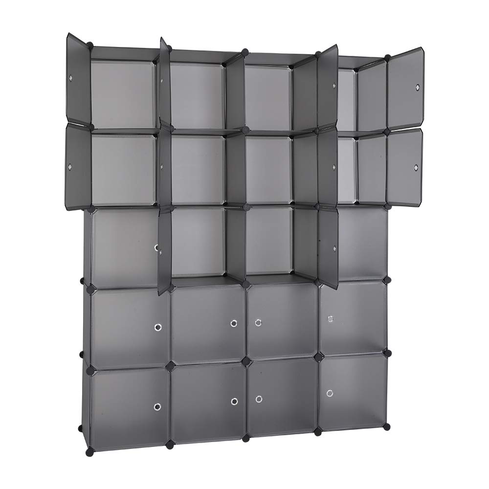 VINGLI Cube Storage Organizer - Plastic Modular Shelving Unit with Doors & Hanging Rods for Closet, Cabinet, Bookshelf | DIY Home Organization for Bedroom, Living Room, Office