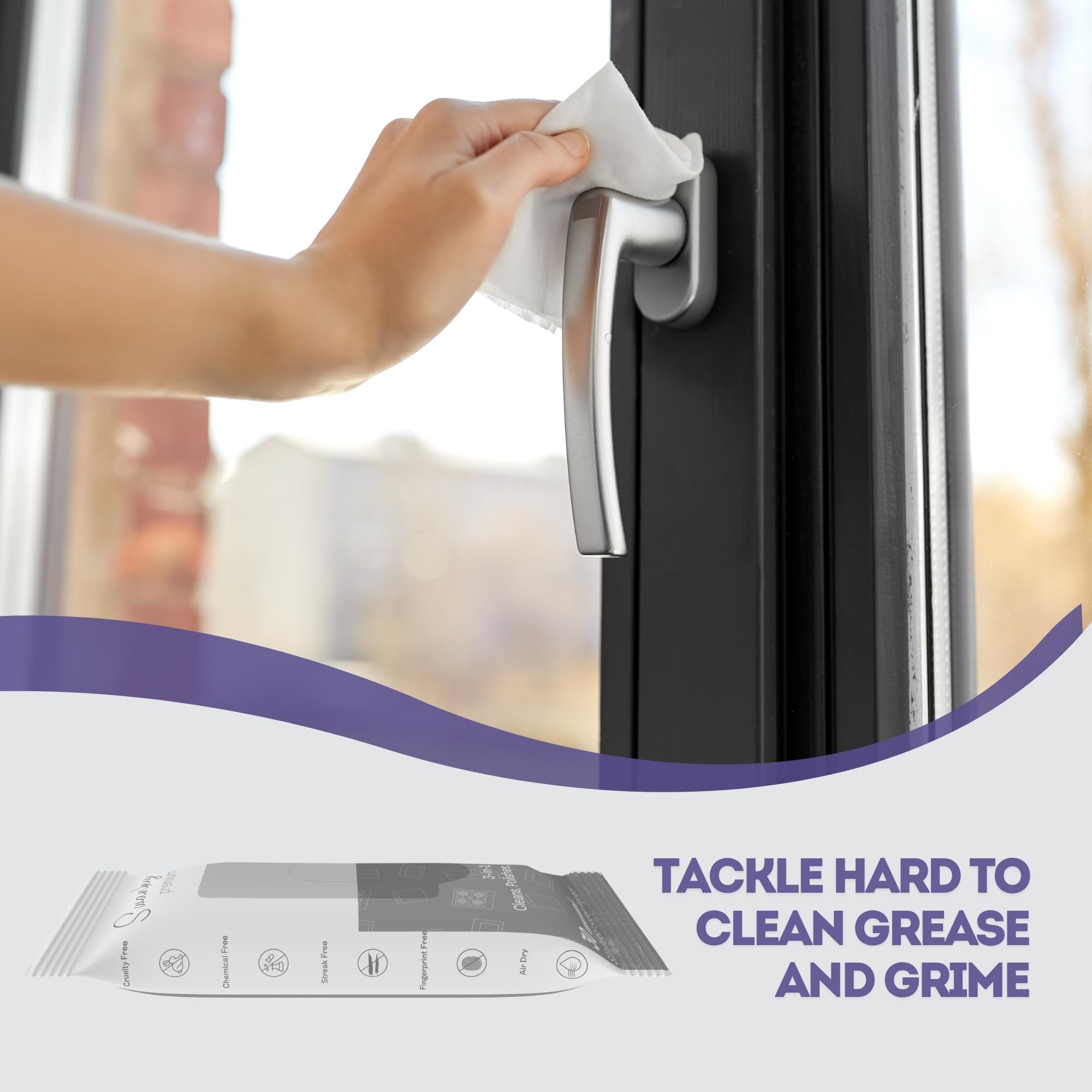 Premium Stainless Steel Cleaner Wipes - Heavy Duty Grime & Grease Remover for Kitchen & Appliances - Shine & Protect Stove, Fridge, Sink, Oven - 90 Soft Non-Scratch Wipes - Perfect for Daily Cleaning & Maintenance of Stainless Steel Surfaces