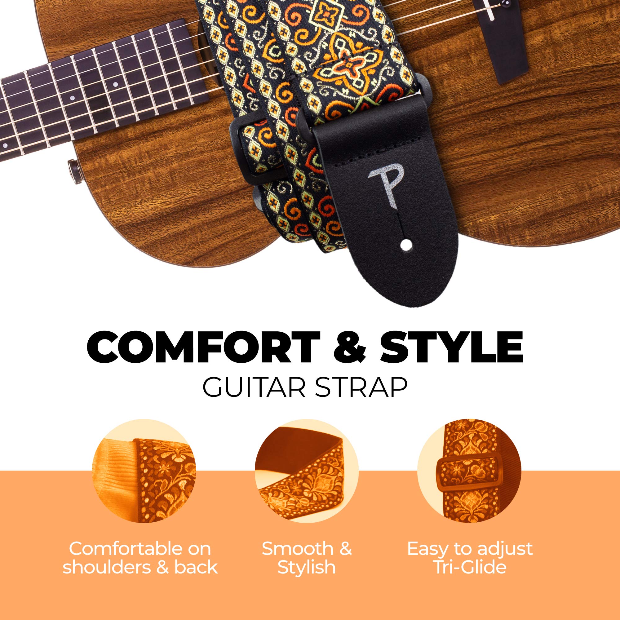 Perri's Leathers Ltd. Adjustable Leather Guitar Straps - Premium Comfortable Guitar Strap for Electric, Acoustic & Bass Guitars - Perfect for Live Performances, Studio Sessions & Practice