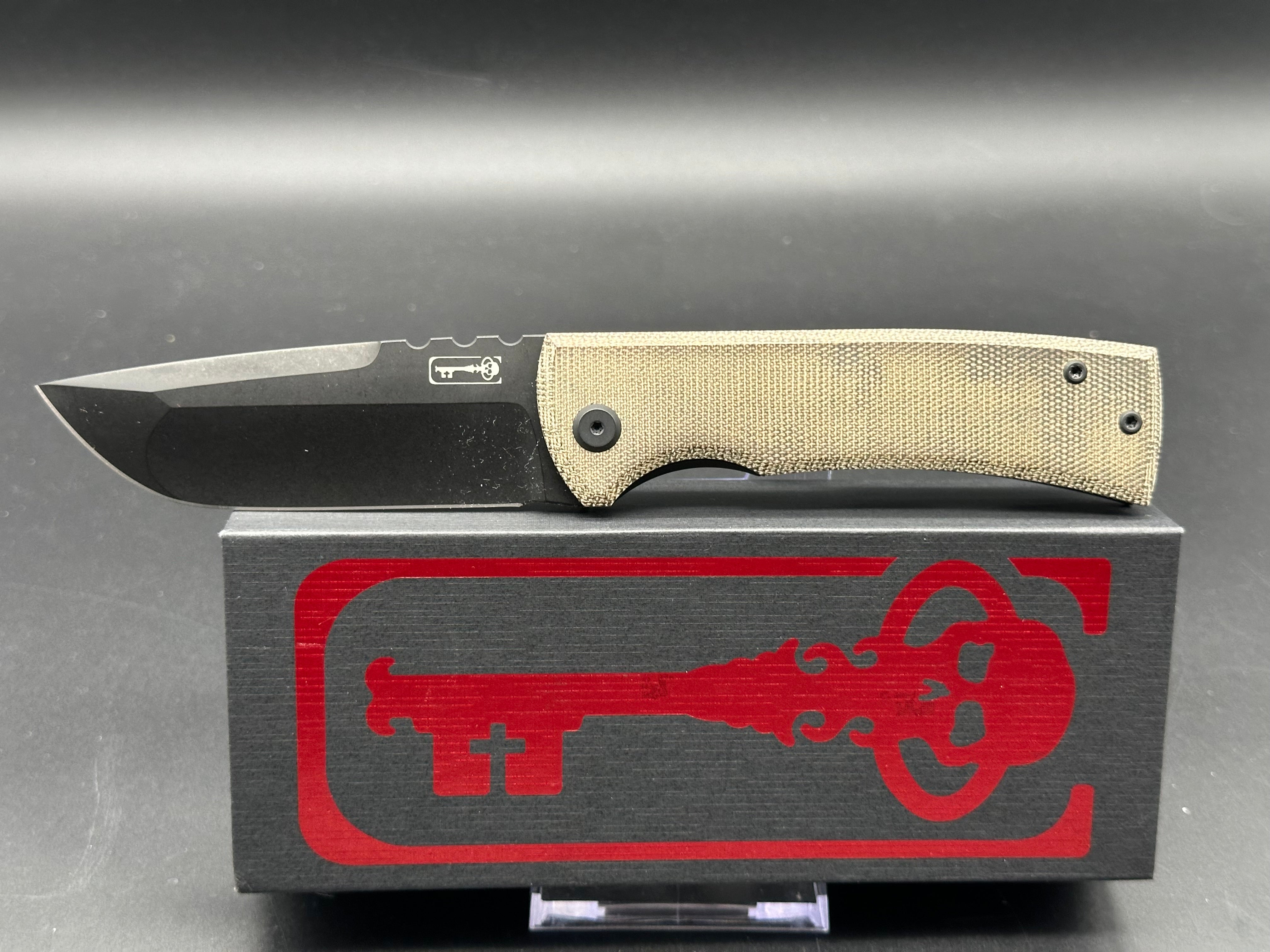 Chaves Redencion 229 Kickstop Drop Point Folding Knife - Green Micarta Handle with 3.63